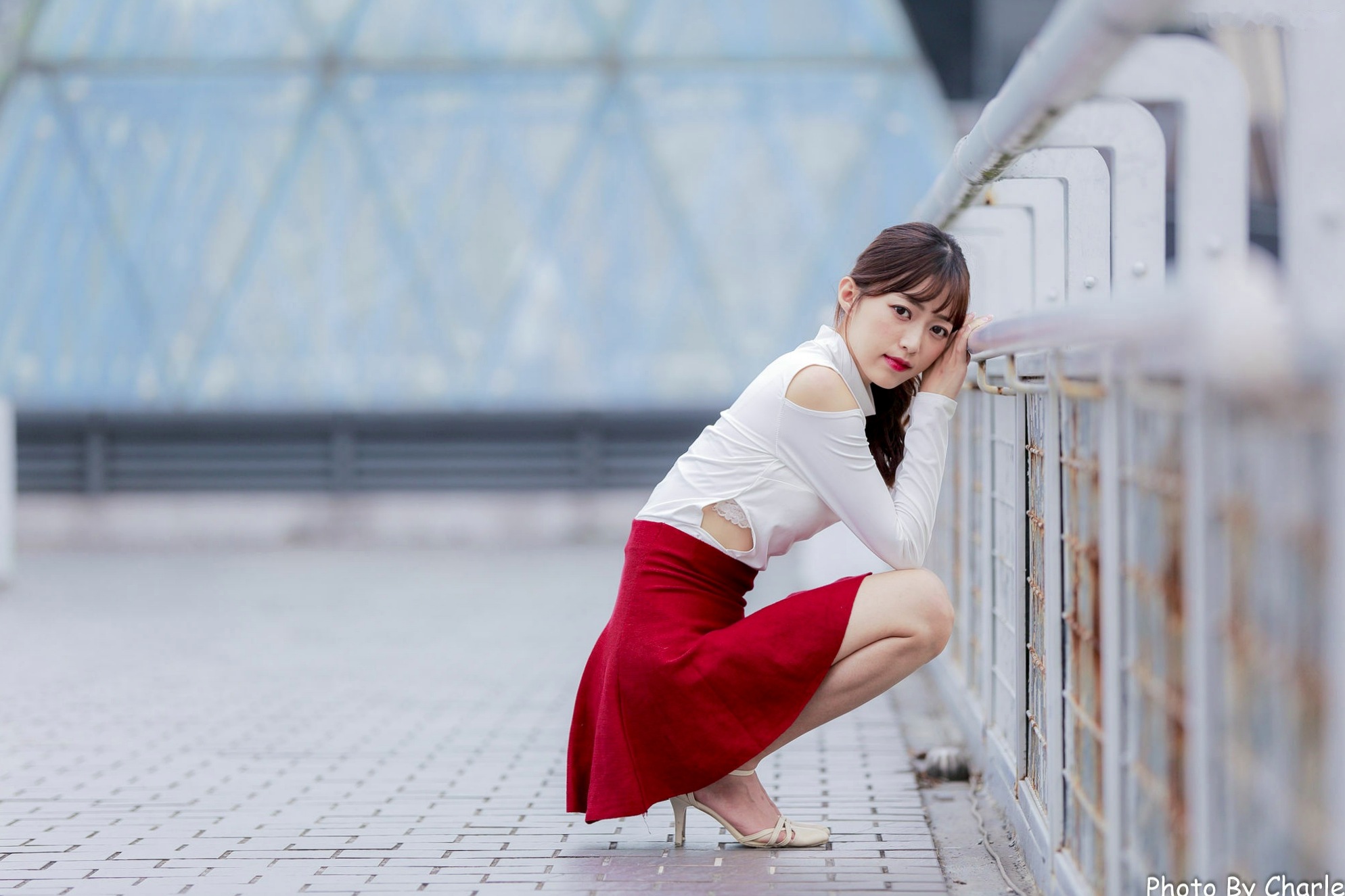 台湾正妹彭丽嘉(Lady憶憶)圆山花博户外写真,青春简约穿搭展现清新甜美气质
