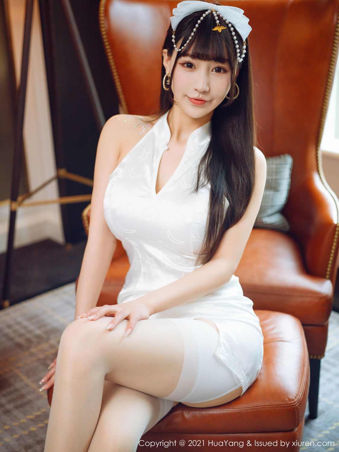 朱可儿的白色旗袍 farel参与私人订制