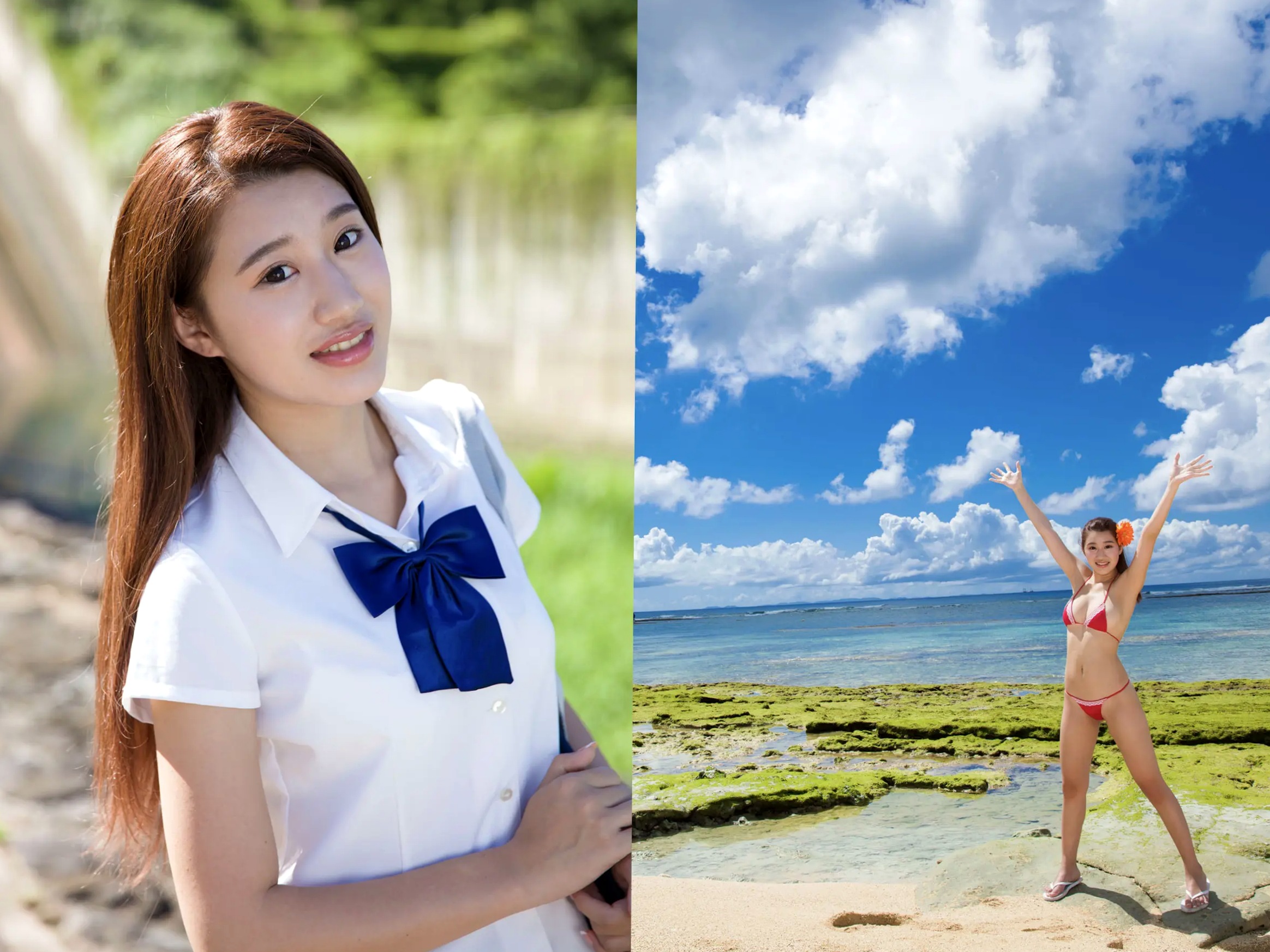 美竹すず《Body & Soul》日系校服沙滩写真 黑丝内衣性感私房照