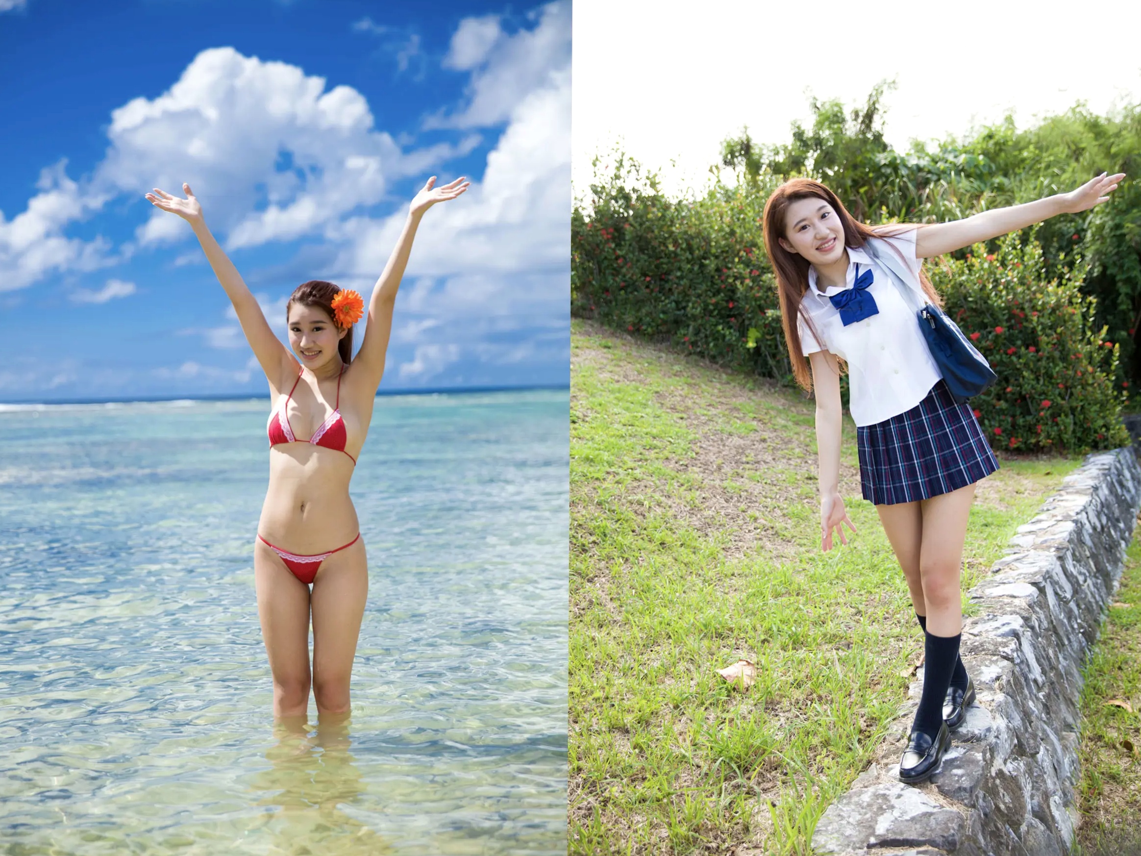 美竹すず《Body & Soul》日系校服沙滩写真 黑丝内衣性感私房照