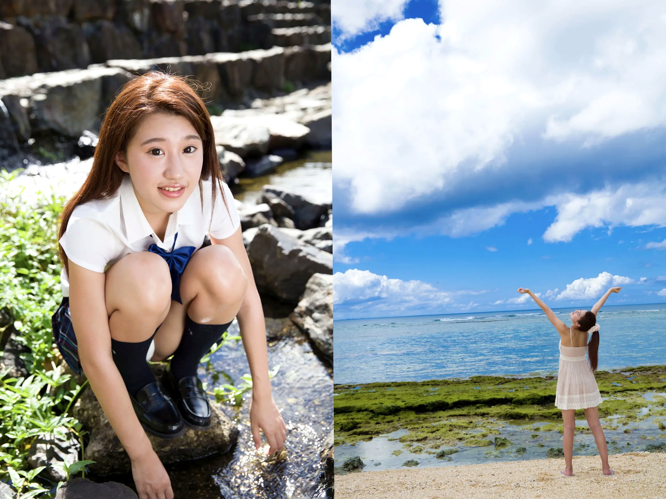 美竹すず《Body & Soul》日系校服沙滩写真 黑丝内衣性感私房照