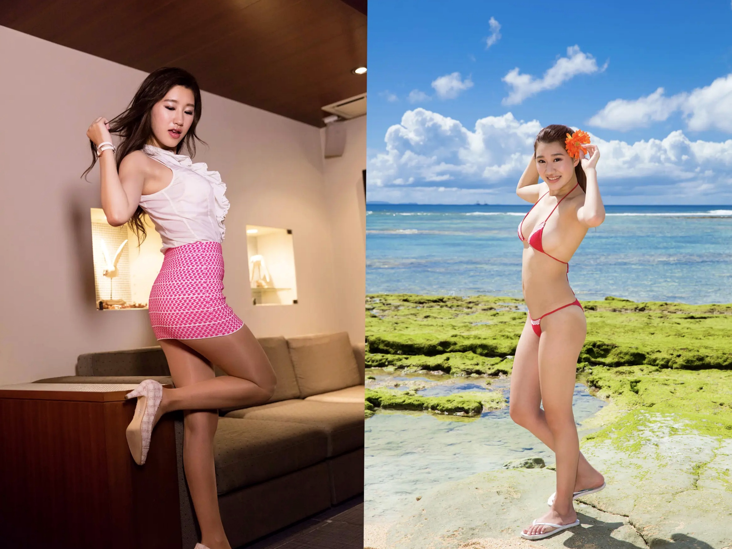 美竹すず《Body & Soul》日系校服沙滩写真 黑丝内衣性感私房照