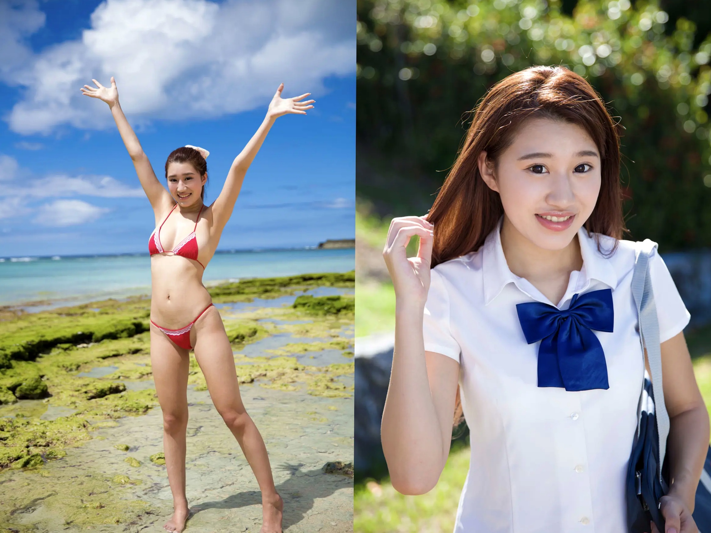 美竹すず《Body & Soul》日系校服沙滩写真 黑丝内衣性感私房照