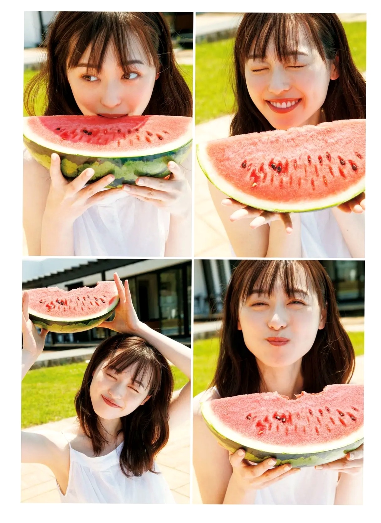 福原遥《gift》写真:日系清新治愈系户外草地泳池美照