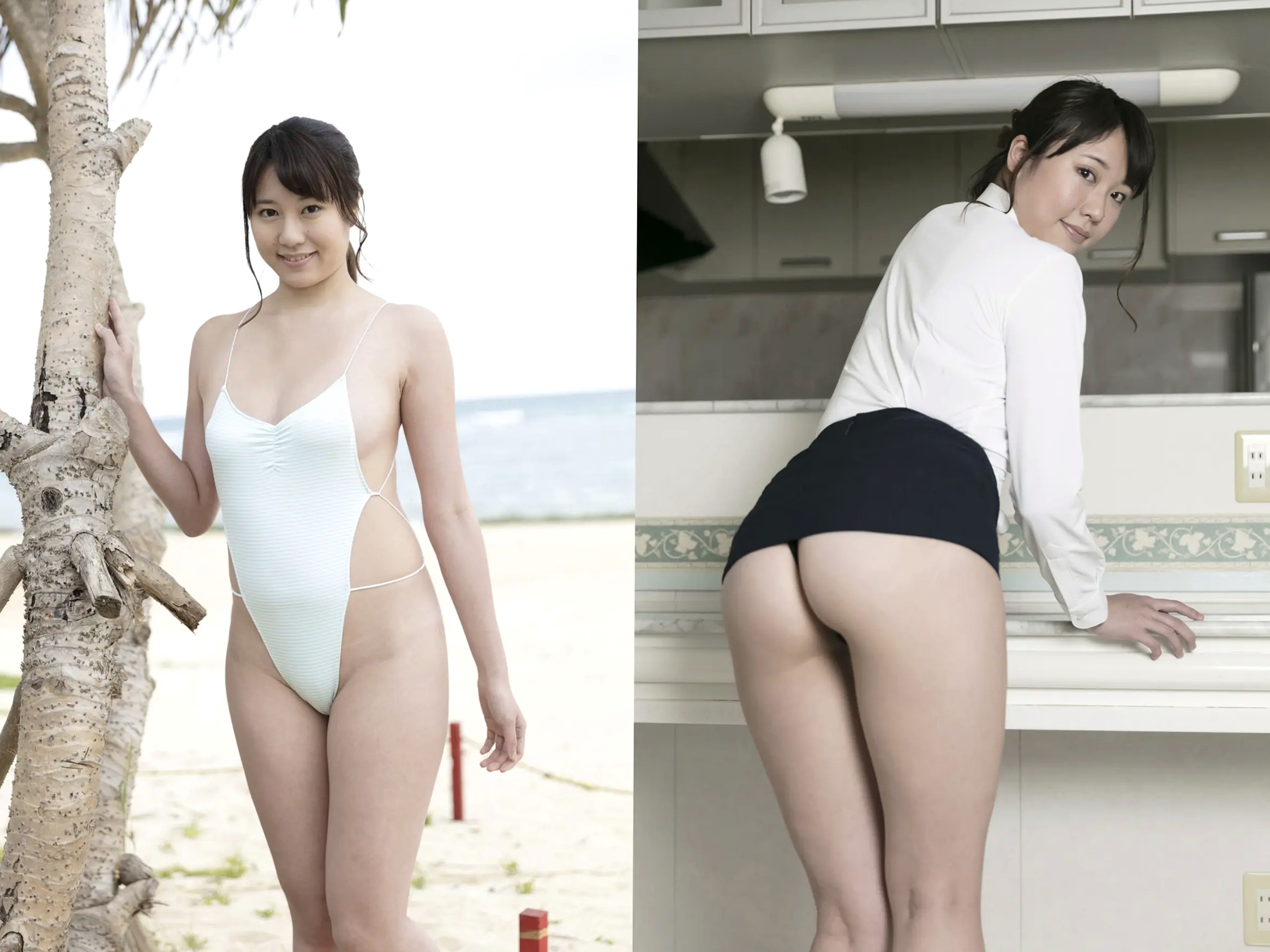 大滝りか - 美尻与美脚性感写真 日本美臀女神 OL制服与比基尼诱惑