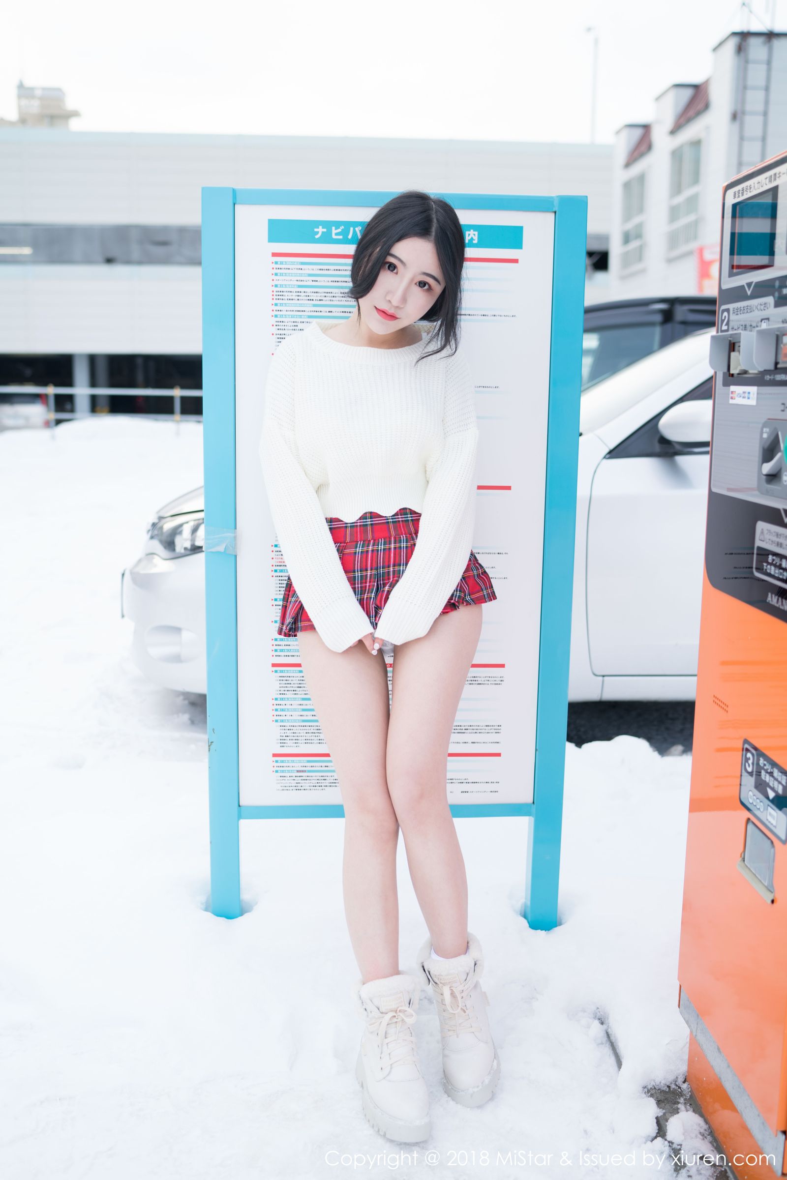 女神绯月樱Cherry 冰天雪地白衣红裙