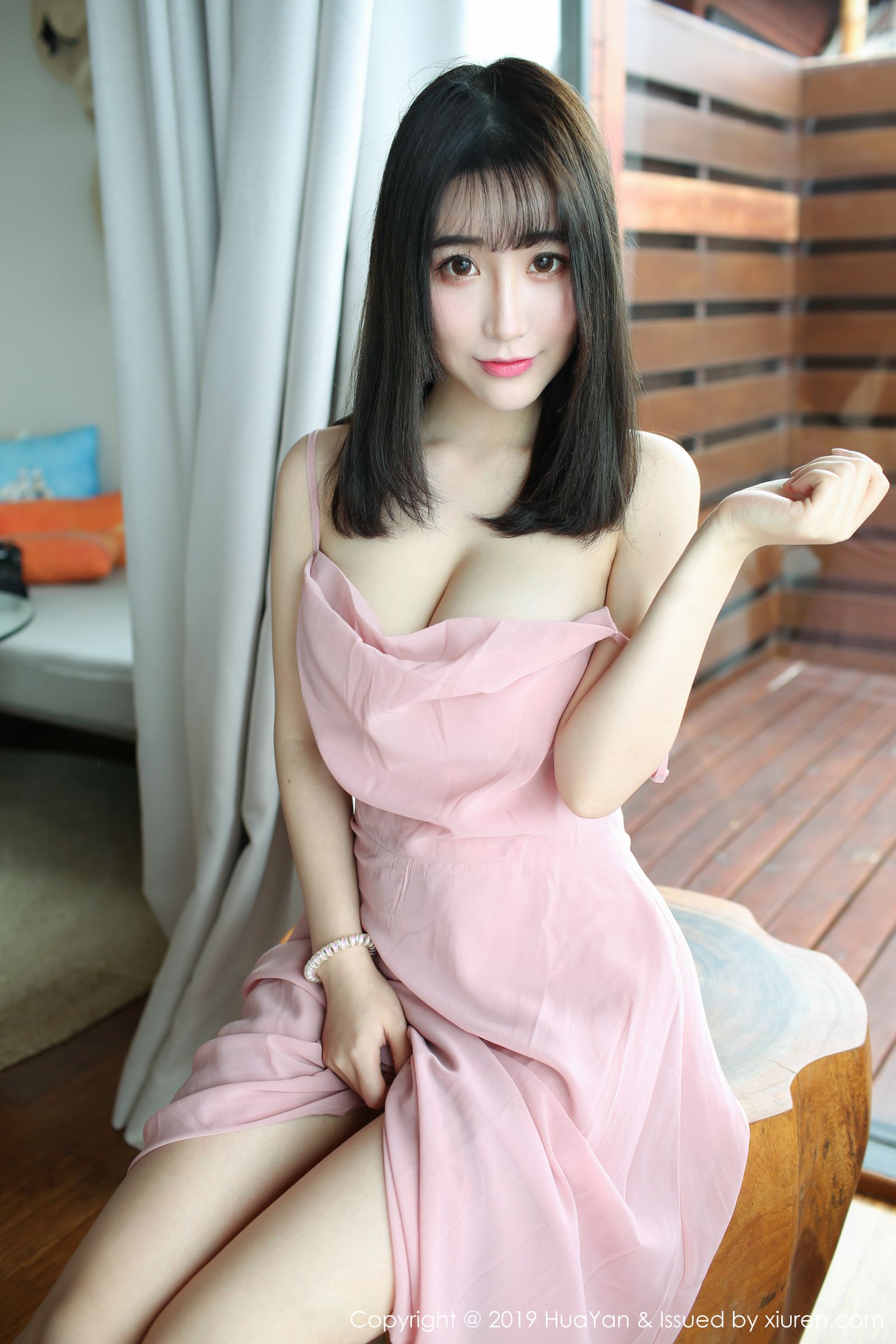 绯月樱Cherry 粉色长裙诱惑