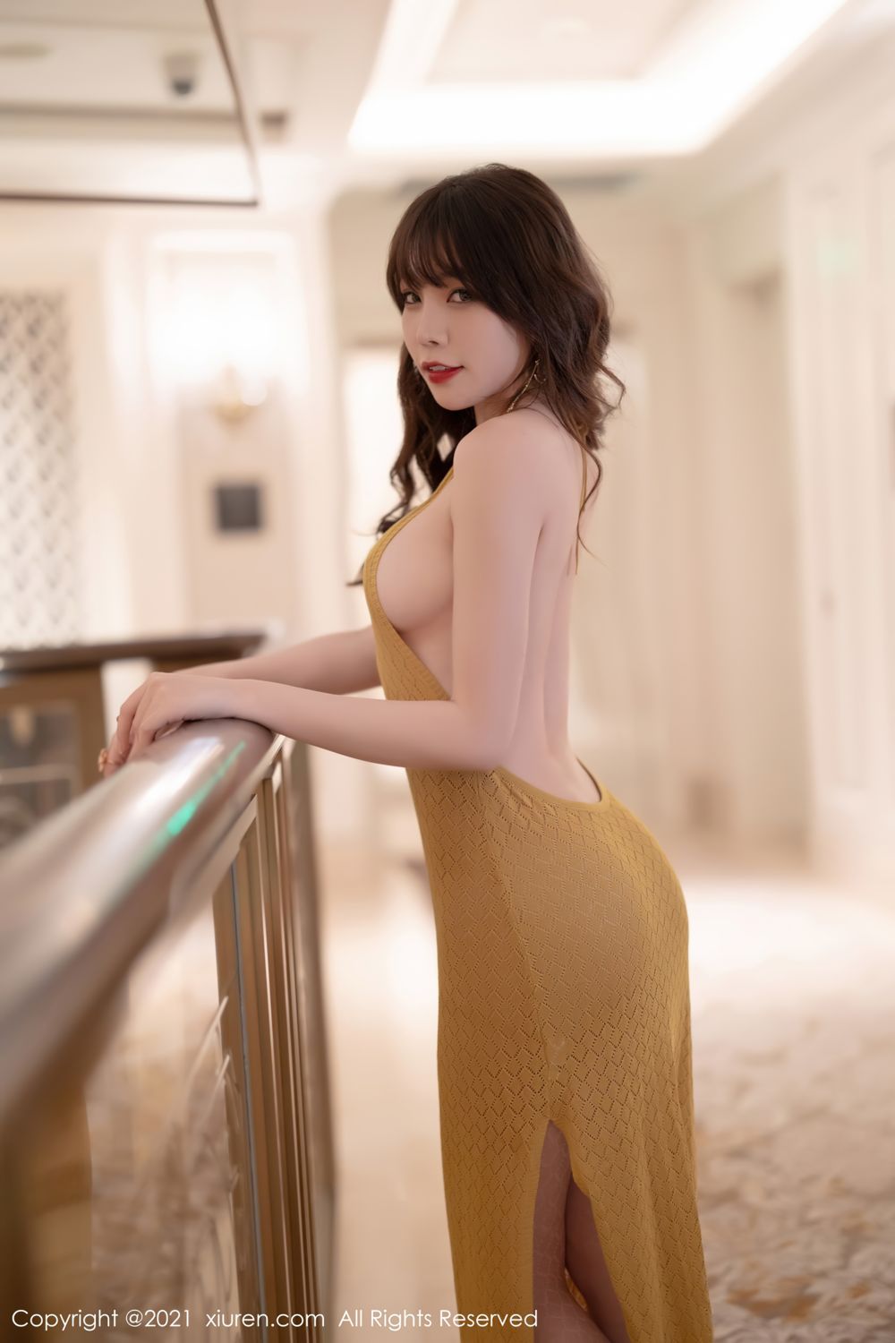 宅男女神芝芝Booty 橙色耀眼夺目长裙