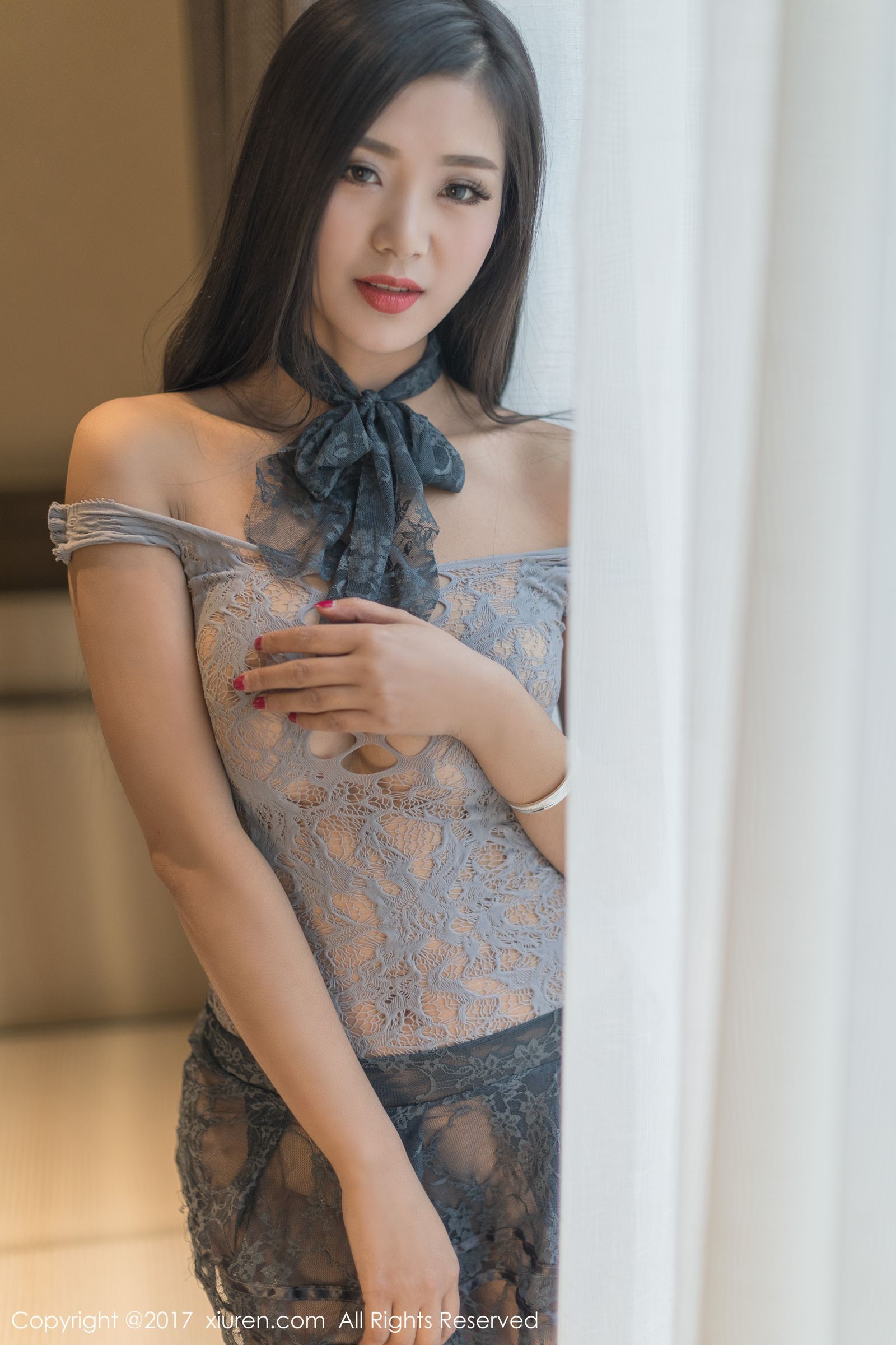 性感女神宋-Kiki 男式衬衣真空纱网
