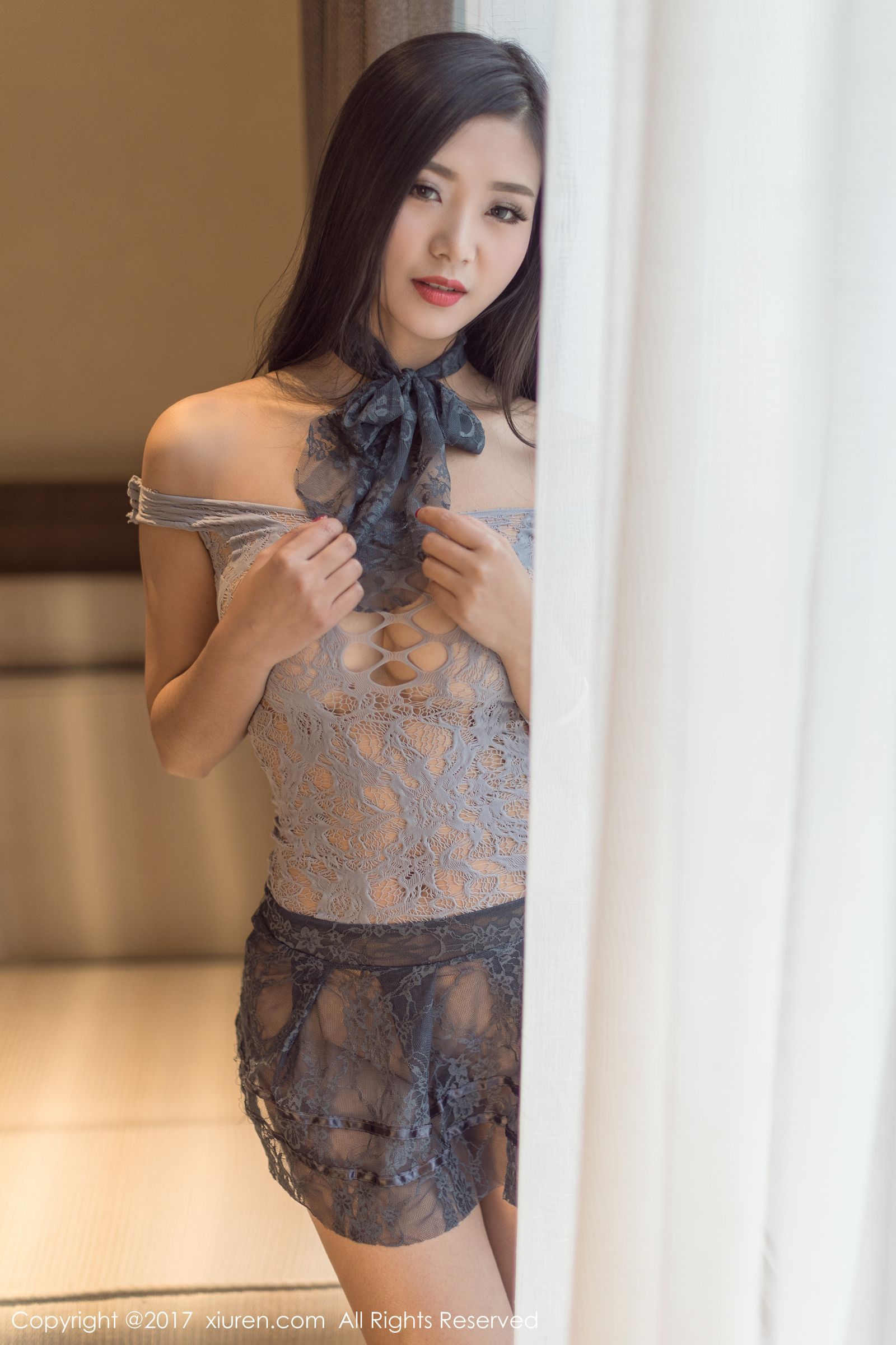 性感女神宋-Kiki 男式衬衣真空纱网