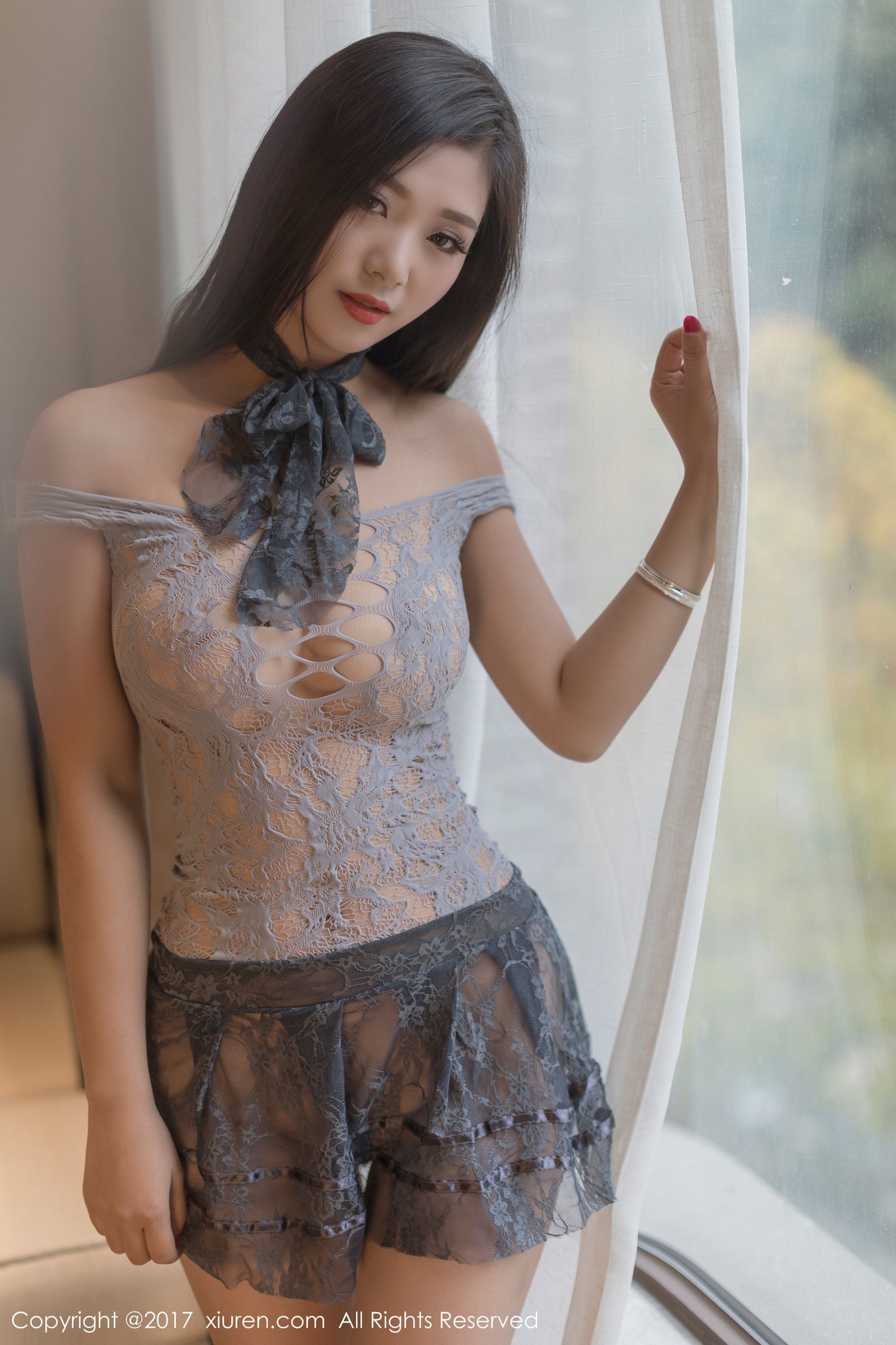 性感女神宋-Kiki 男式衬衣真空纱网