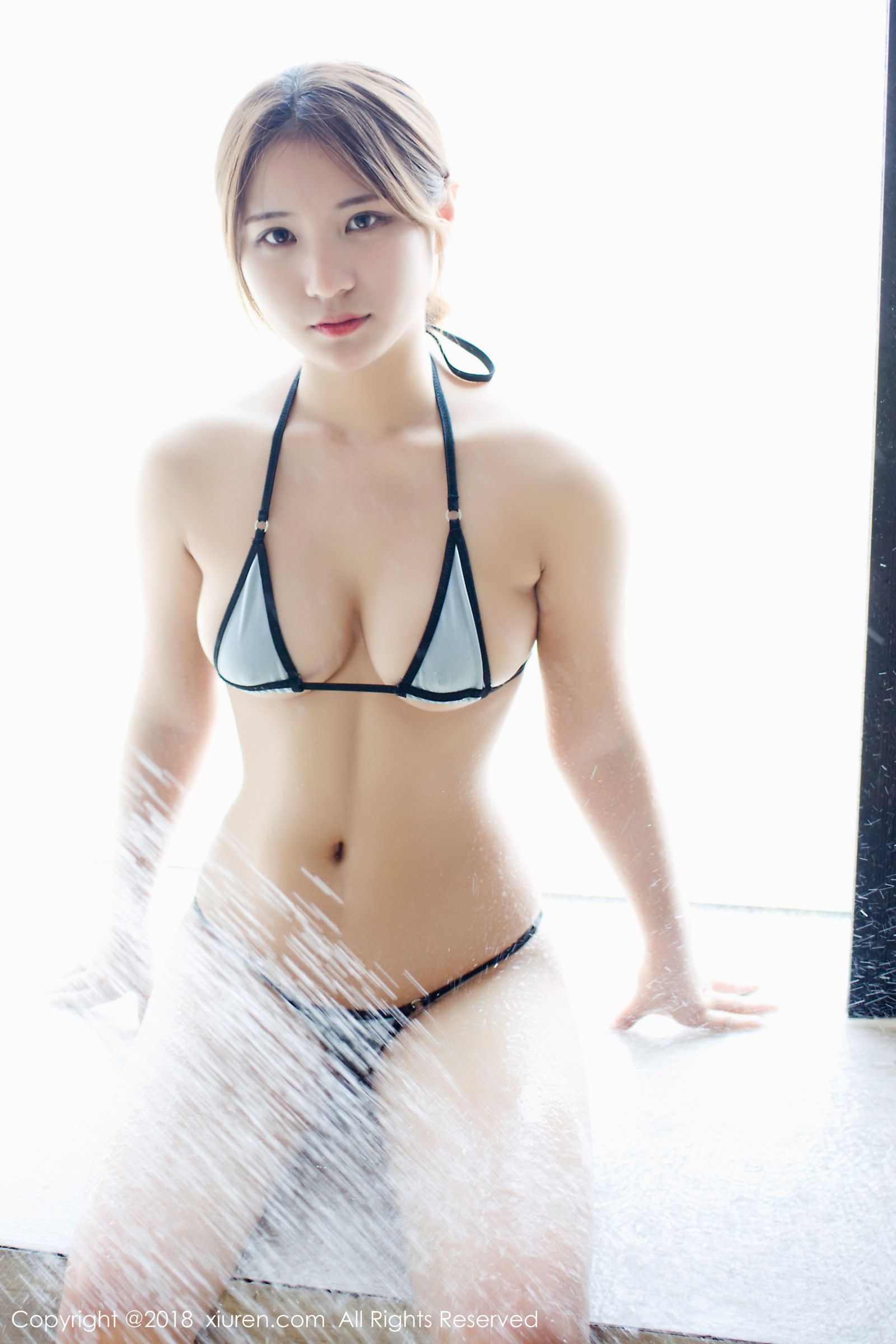 娇俏美模久久Aimee 蓝色比基尼蕾丝女仆