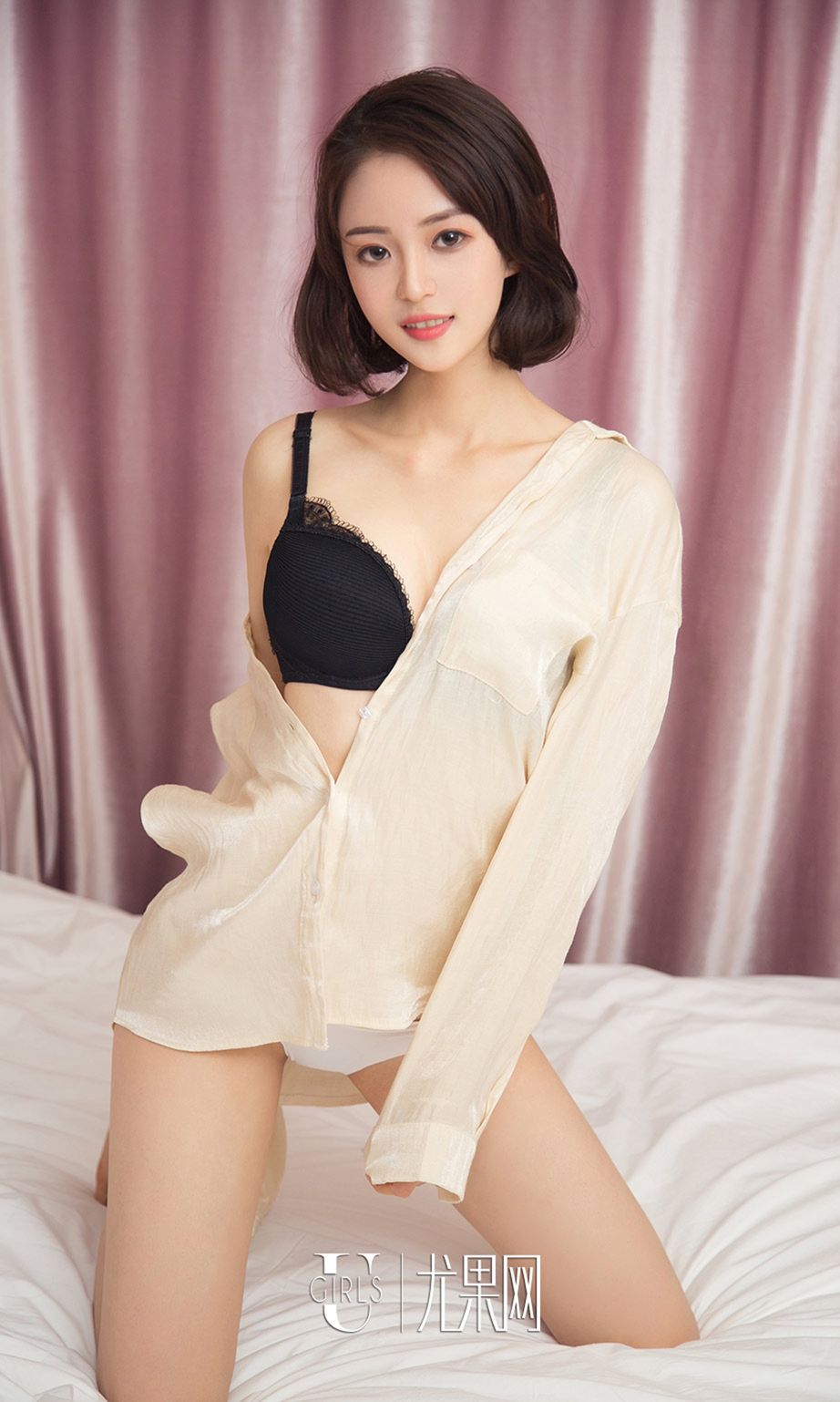 筱筱甜百分百甜美 温柔晚风黑色内衣