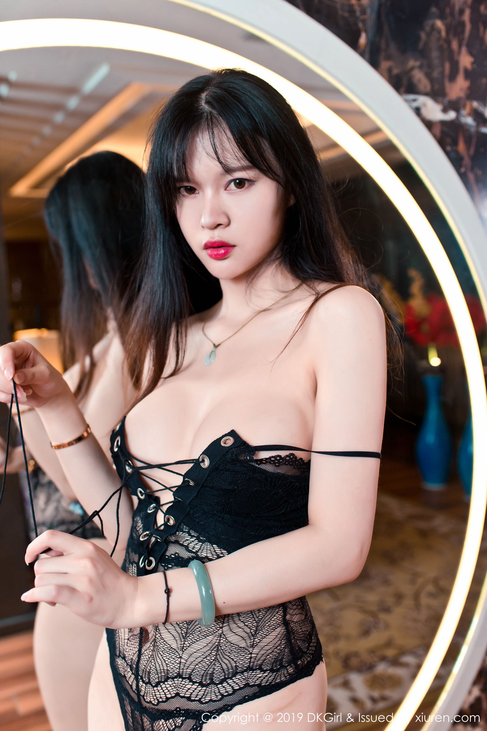 新人模特桃子marry 镂空旗袍蕾丝内衣