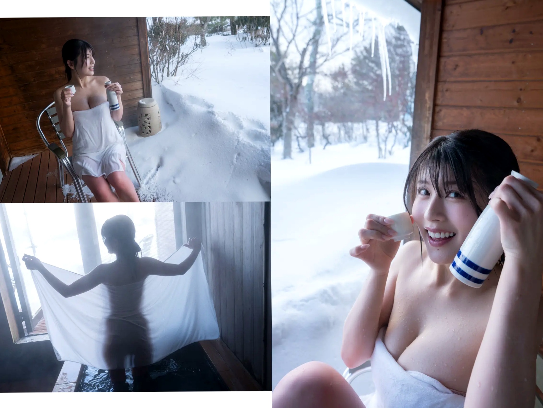 《ちとせよしの - あまいものつめあわせ》雪地兔女郎与性感黑蕾丝内衣家居写真