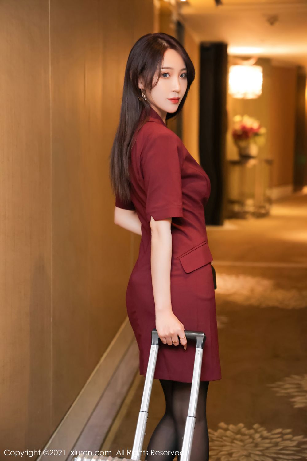 空乘美人周慕汐 下飞机后回酒店