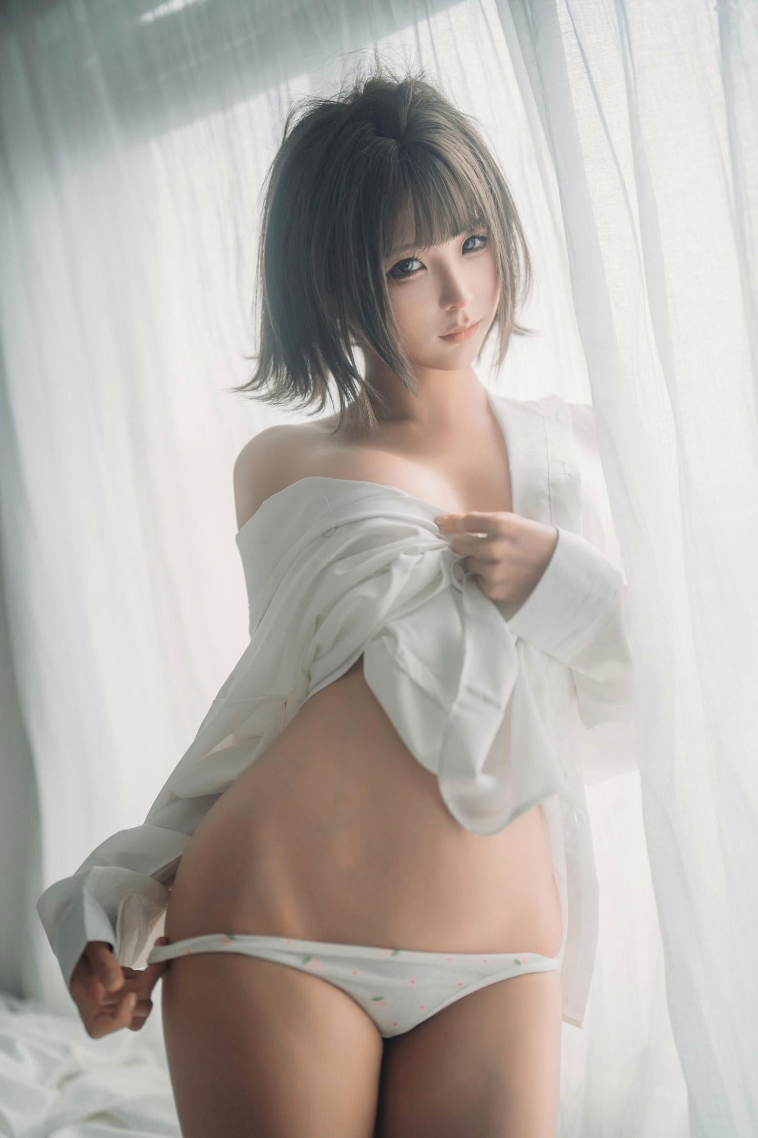 蠢沫沫-衬衫窝 窗边宽松白衬衫清纯性感私房诱惑写真