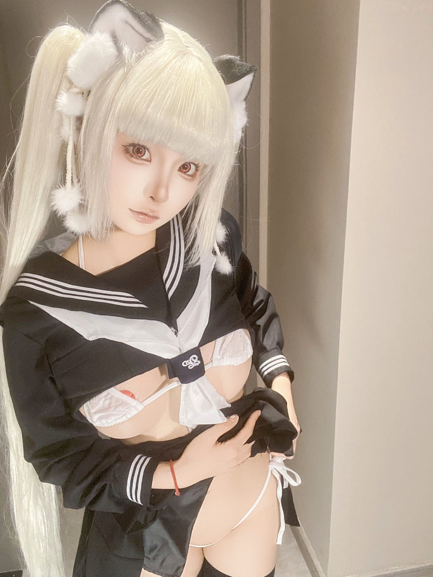蠢沫沫-7月写真合集 绒绒毛帽蕾丝低胸私房照 萌系童颜巨乳甜美诱惑写真