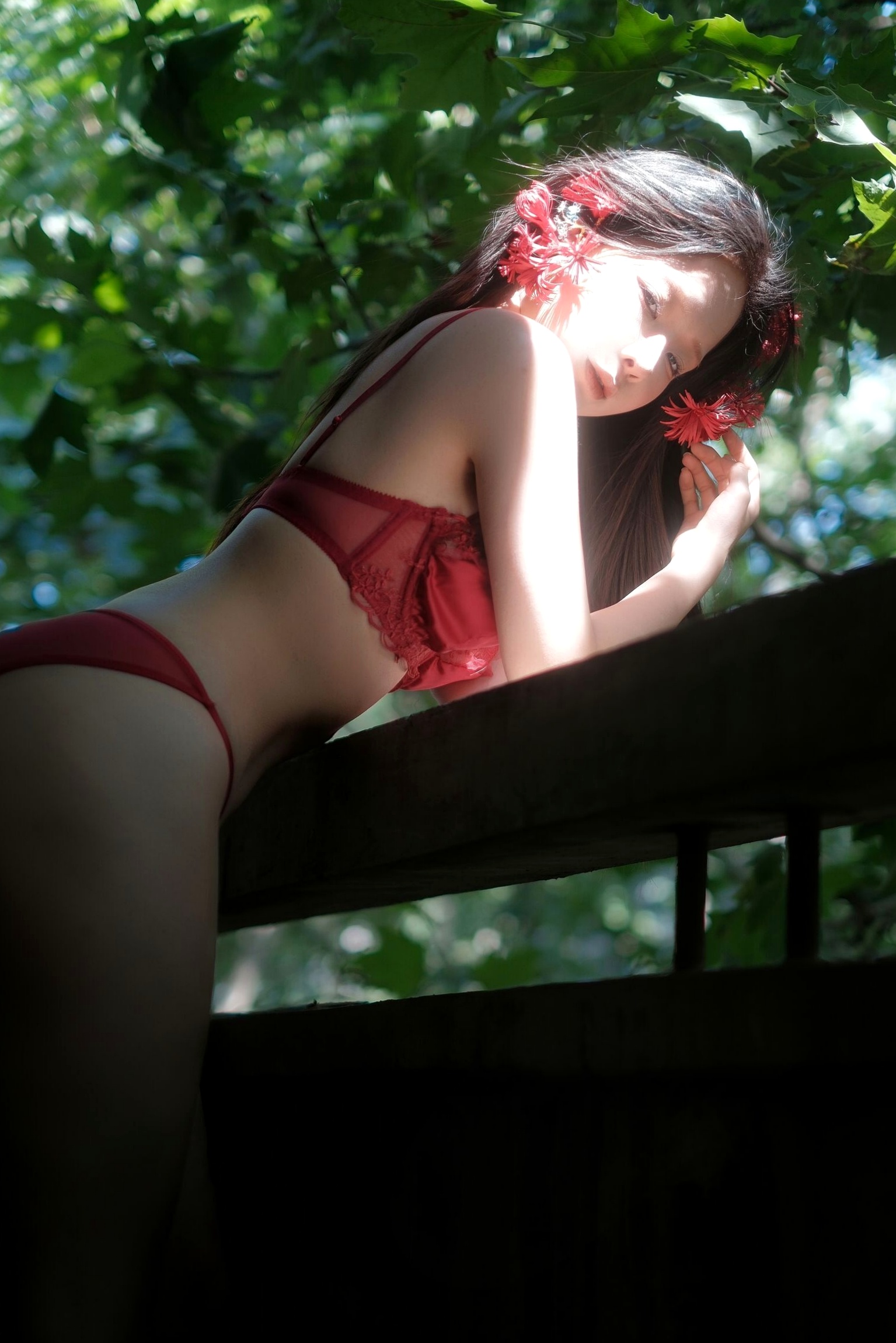 蠢沫沫-红 红色内衣性感私房照 唯美薄纱诱惑大片