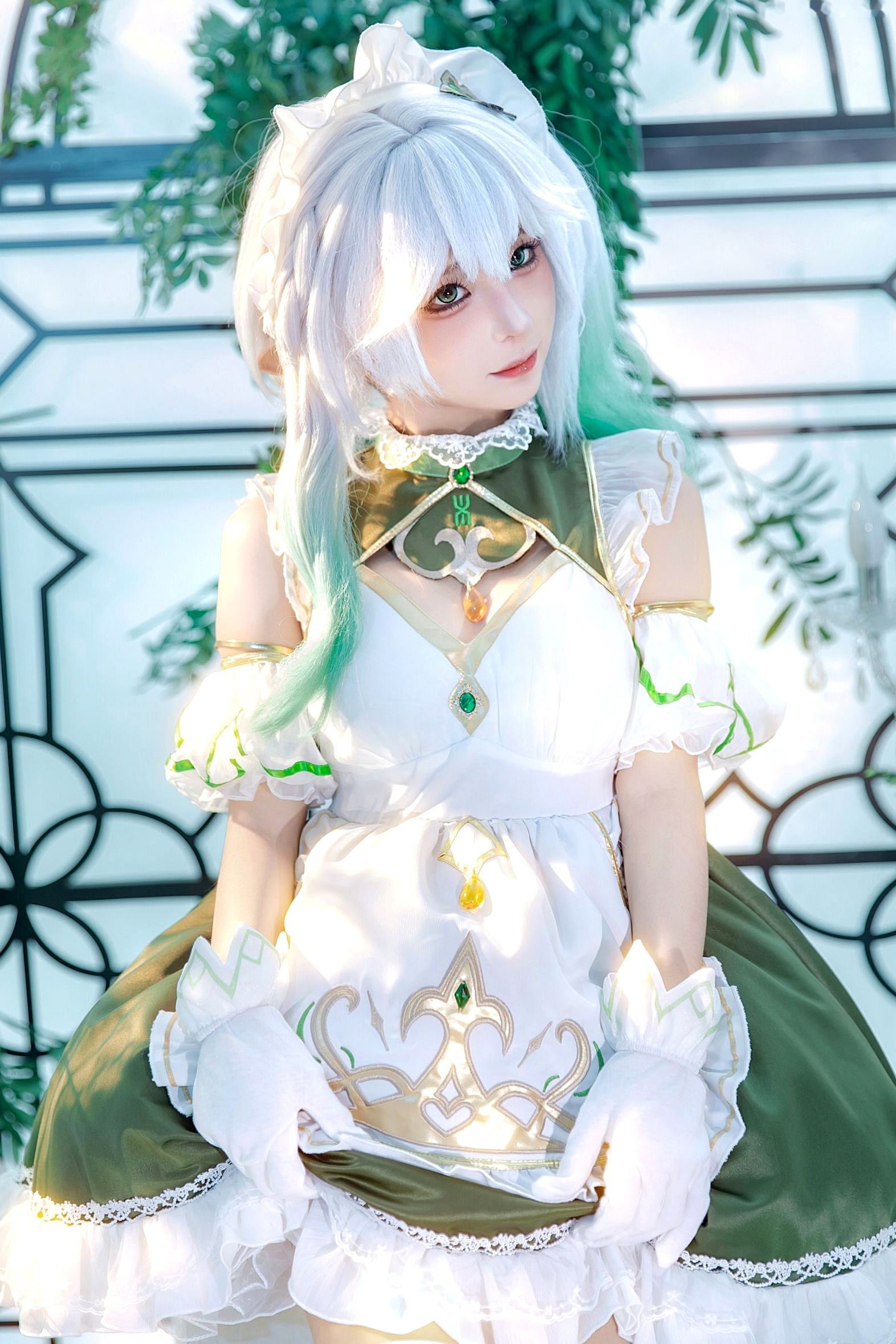 蠢沫沫-三月T3赠品《草神女仆纳西妲》清新梦幻二次元女仆Cosplay写真