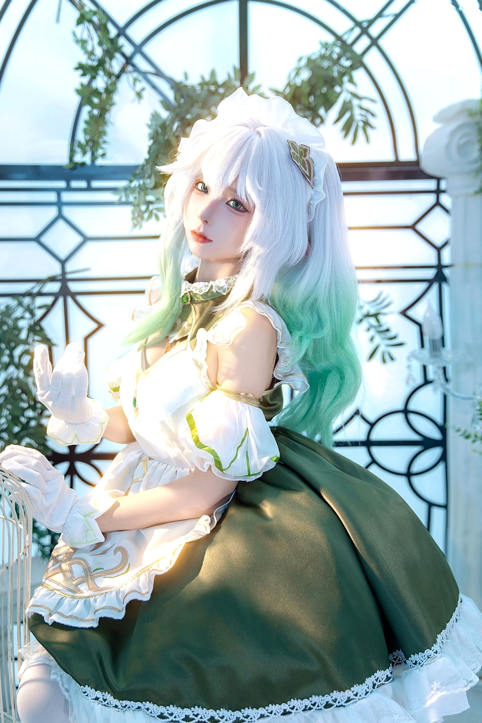 蠢沫沫-三月T3赠品《草神女仆纳西妲》清新梦幻二次元女仆Cosplay写真