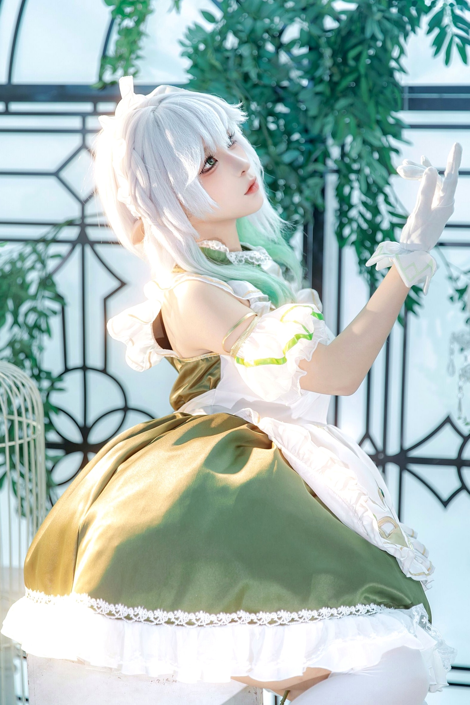 蠢沫沫-三月T3赠品《草神女仆纳西妲》清新梦幻二次元女仆Cosplay写真