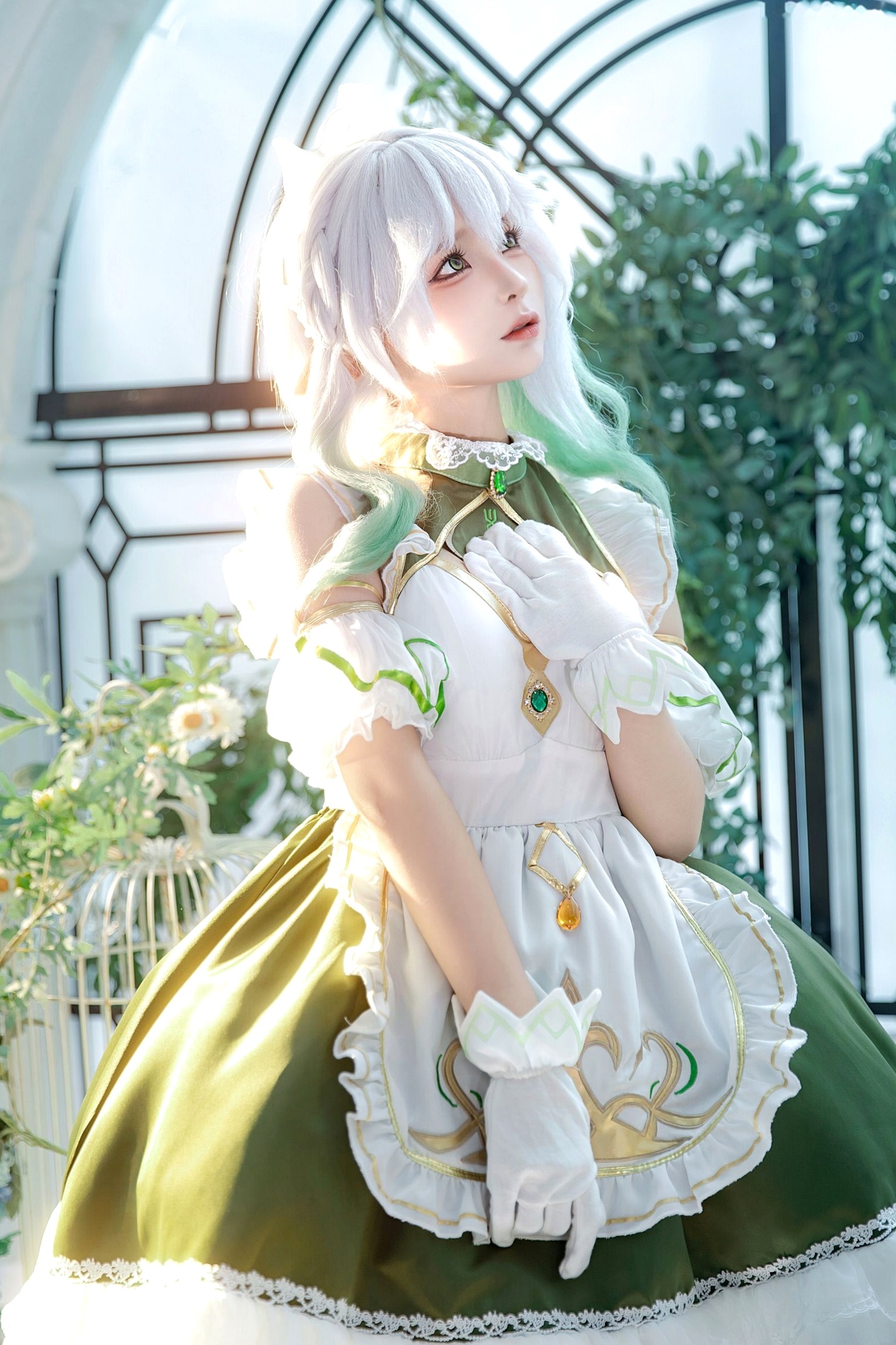 蠢沫沫-三月T3赠品《草神女仆纳西妲》清新梦幻二次元女仆Cosplay写真