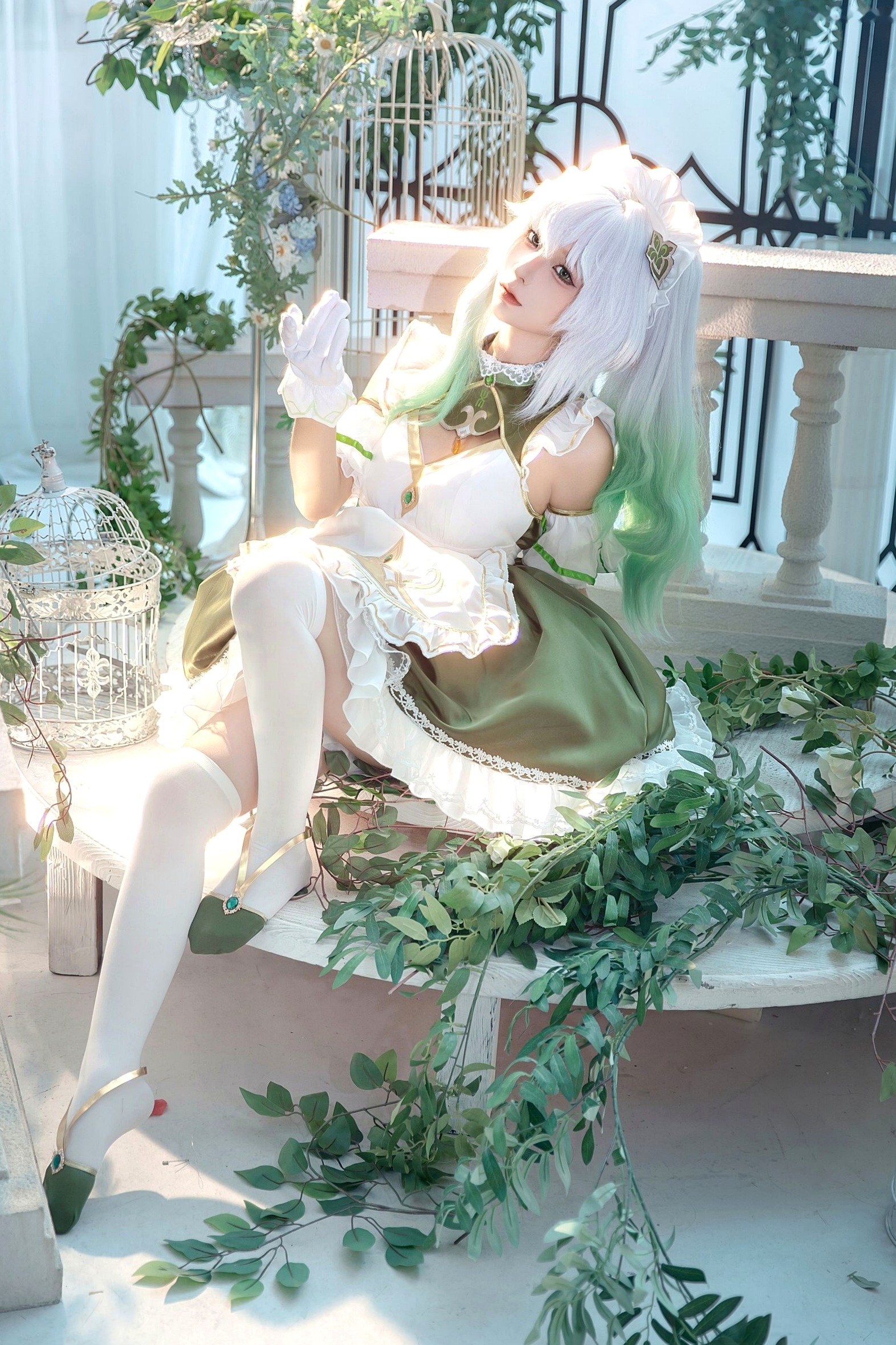 蠢沫沫-三月T3赠品《草神女仆纳西妲》清新梦幻二次元女仆Cosplay写真