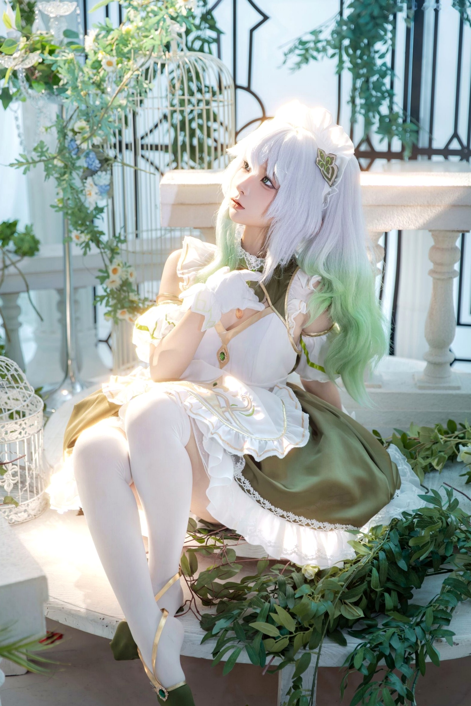 蠢沫沫-三月T3赠品《草神女仆纳西妲》清新梦幻二次元女仆Cosplay写真