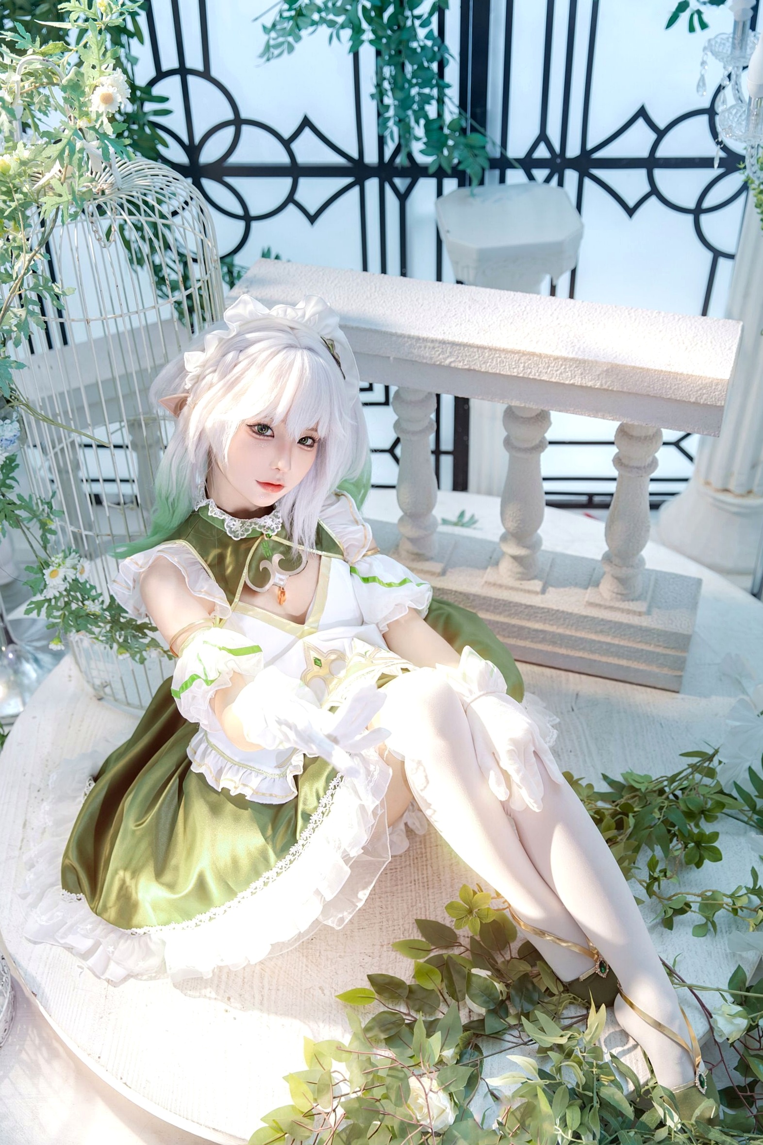 蠢沫沫-三月T3赠品《草神女仆纳西妲》清新梦幻二次元女仆Cosplay写真