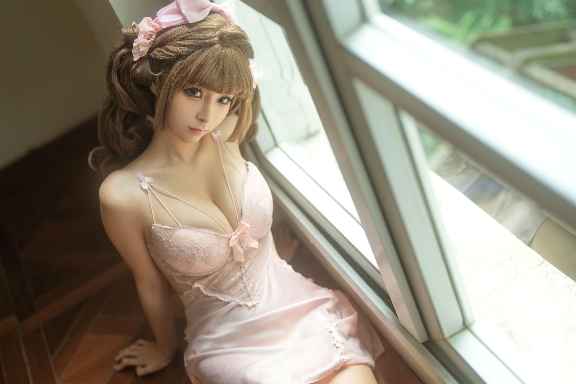 蠢沫沫-T3赠品2《黛》粉色蕾丝睡衣居家私房性感写真