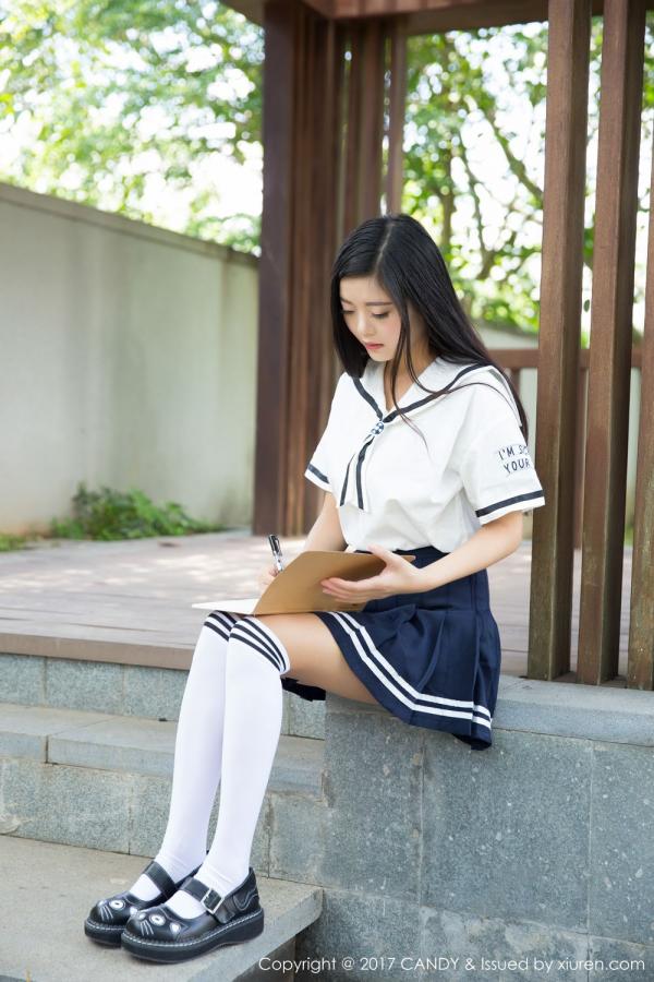 林美惠子Mieko  混血学妹林美惠子 清新校服消暑利器第34张图片