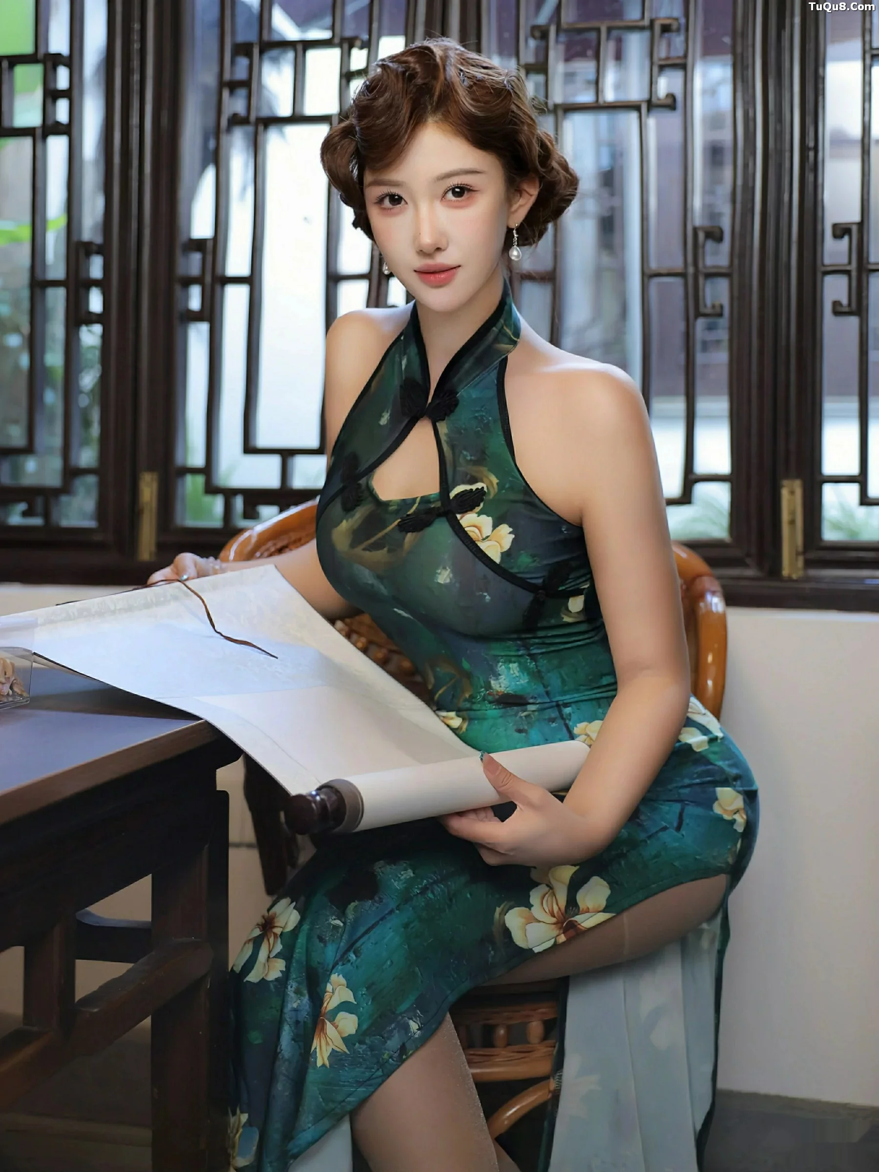 [XiuRen]高清写真图 2025.09.26 No.10815 金允希Yuki 绿色旗袍