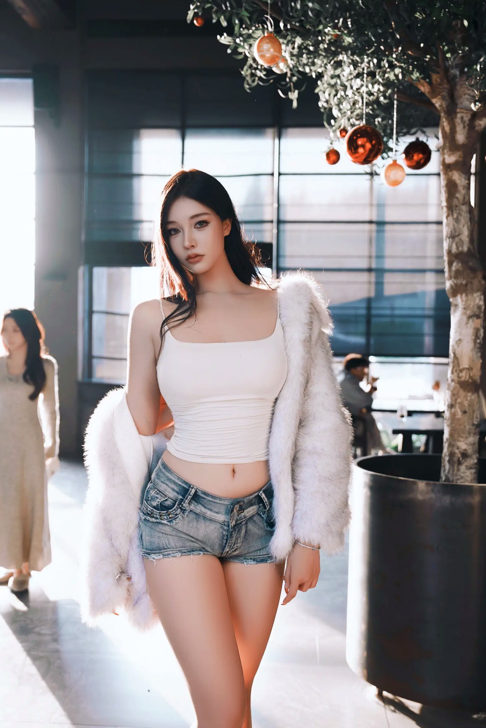 Gallery - 娜比 - 火辣性感冷艳女神毛绒外套热裤时尚写真 [181P]性感冷艳美腿尤物户外气质白嫩 女神私房照_秀色女神 - image 5