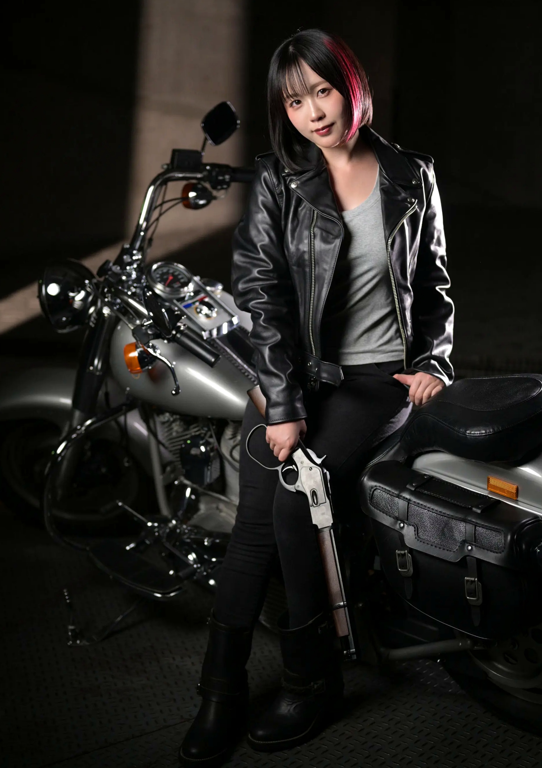 Gallery - 夜道雪 - 酷飒皮衣枪械写真 帅气机车女郎GUN ACTION[45P]日本冷艳野性女神养眼 女神私房照_秀色女神 - image 7