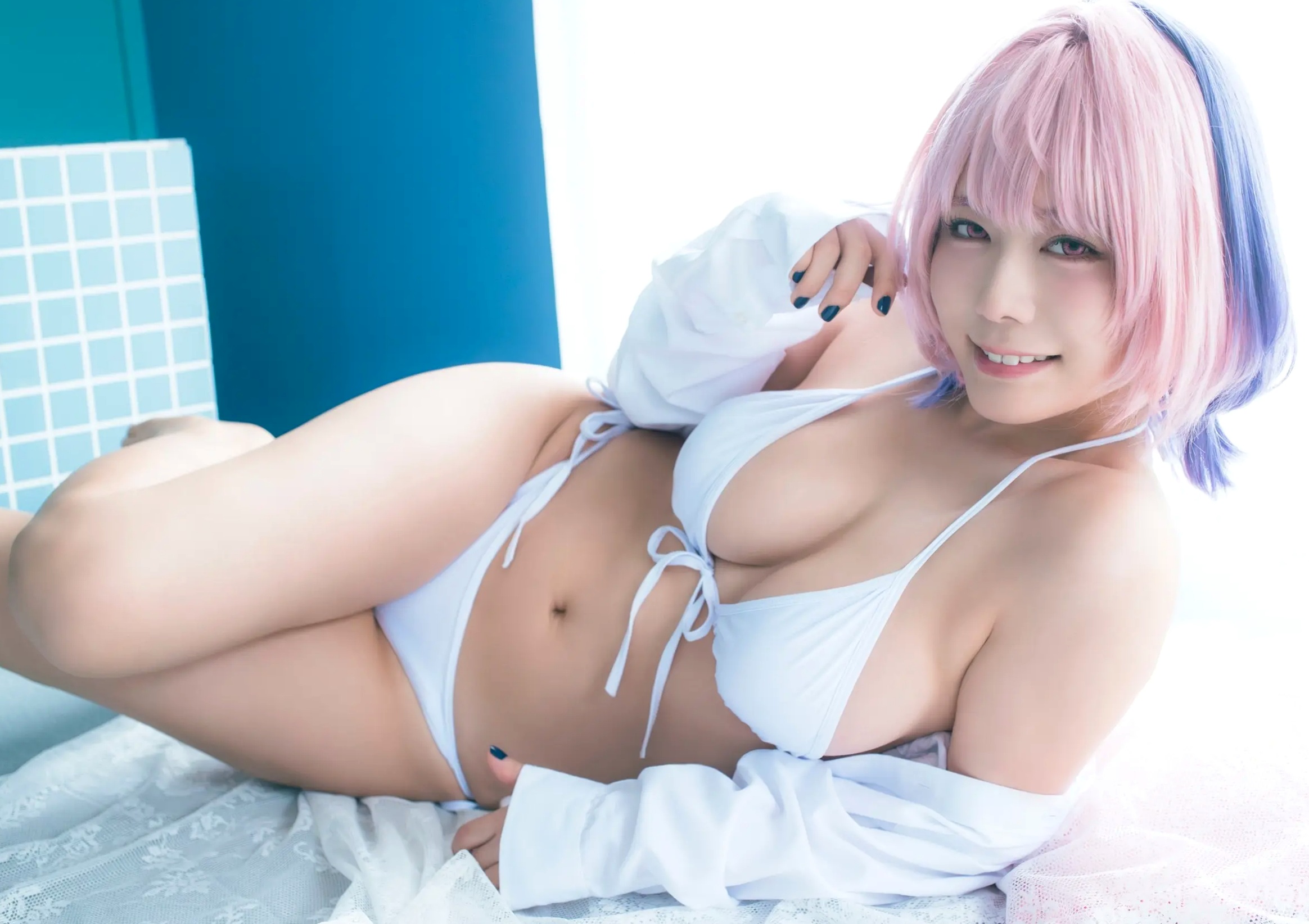 東雲うみ - のあ先輩“の”コスプレ：日本女神比基尼黑丝性感写真