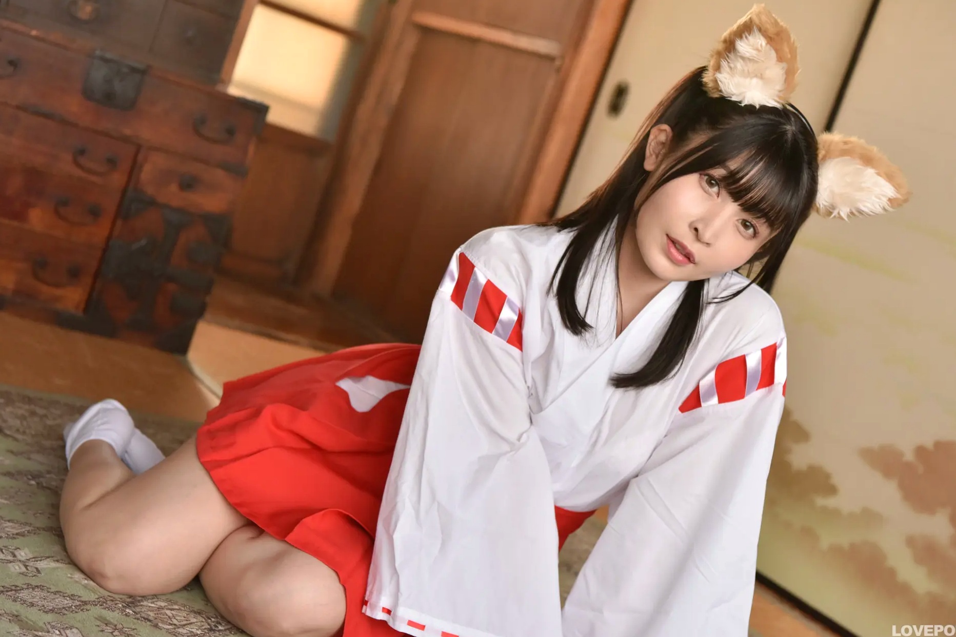 [LOVEPOP] 水那しおね Shione Mizuna Photoset 07 日系和风兽耳巫女Cosplay清纯写真