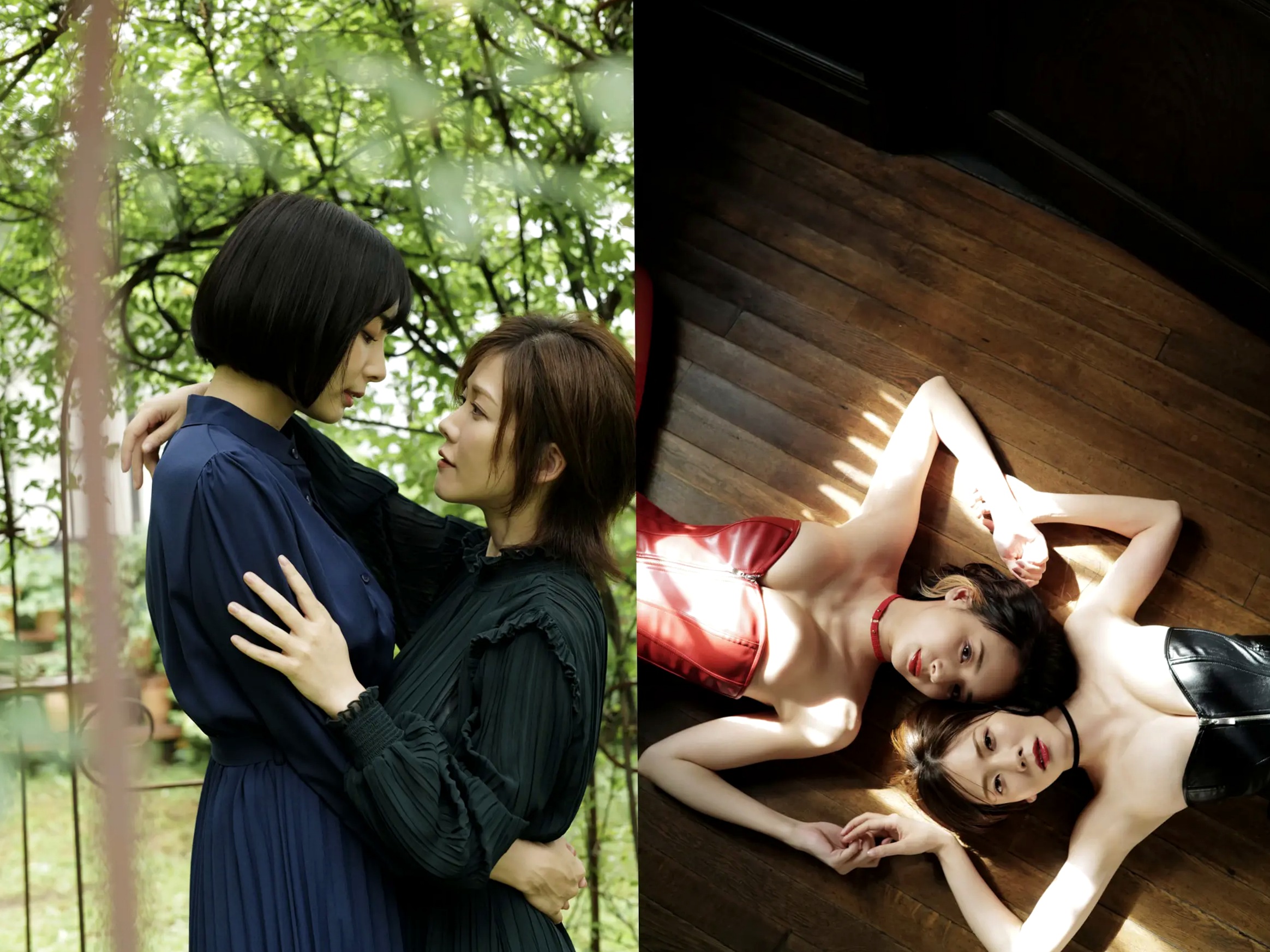 高宮まり x 岡田紗佳 - 牌 x 牌 Ⅱ：性感内衣与黑丝皮衣诱惑写真