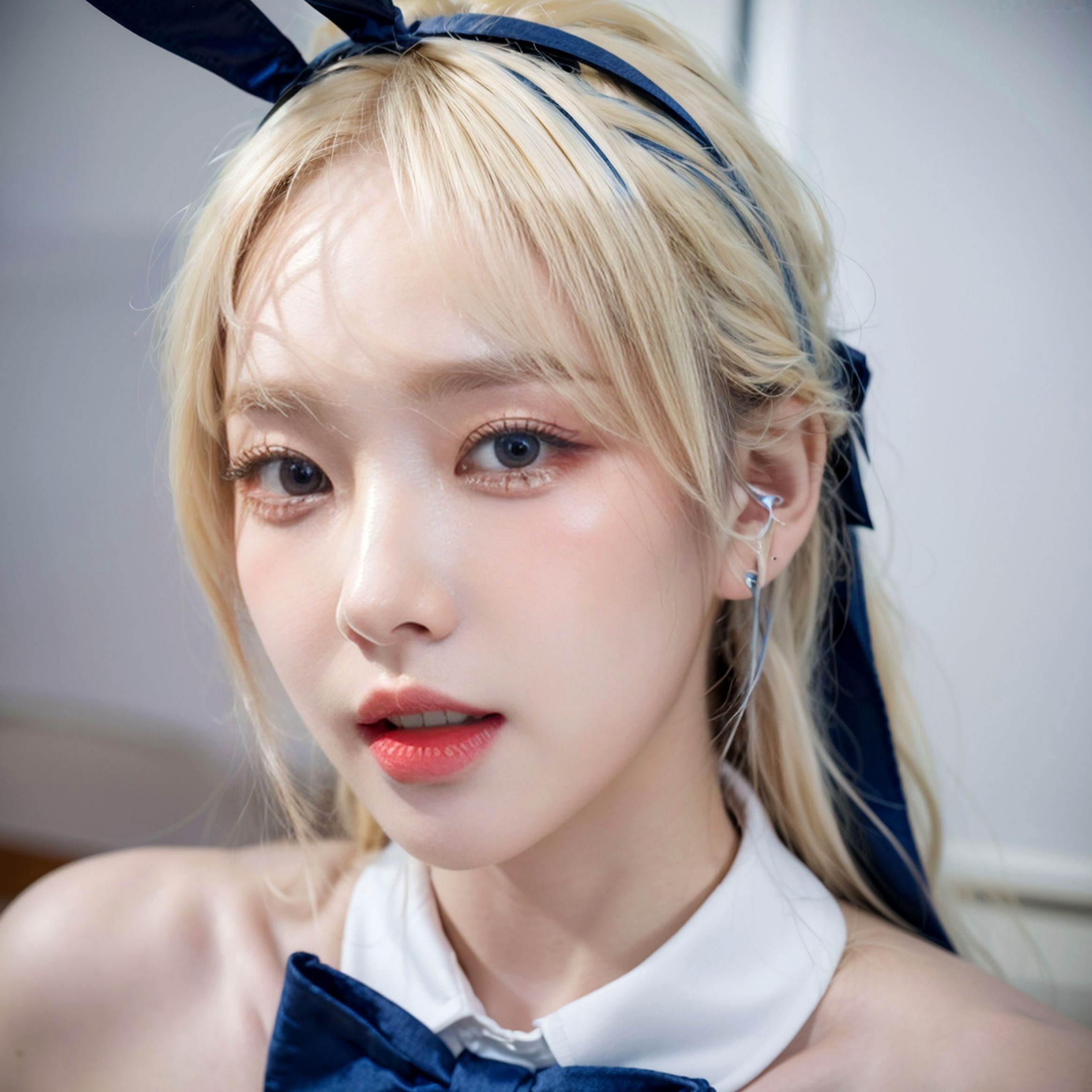 AI美女-拟实-兔女郎-蓝衣 | 阳光室内性感皮制服角色扮演私房写真