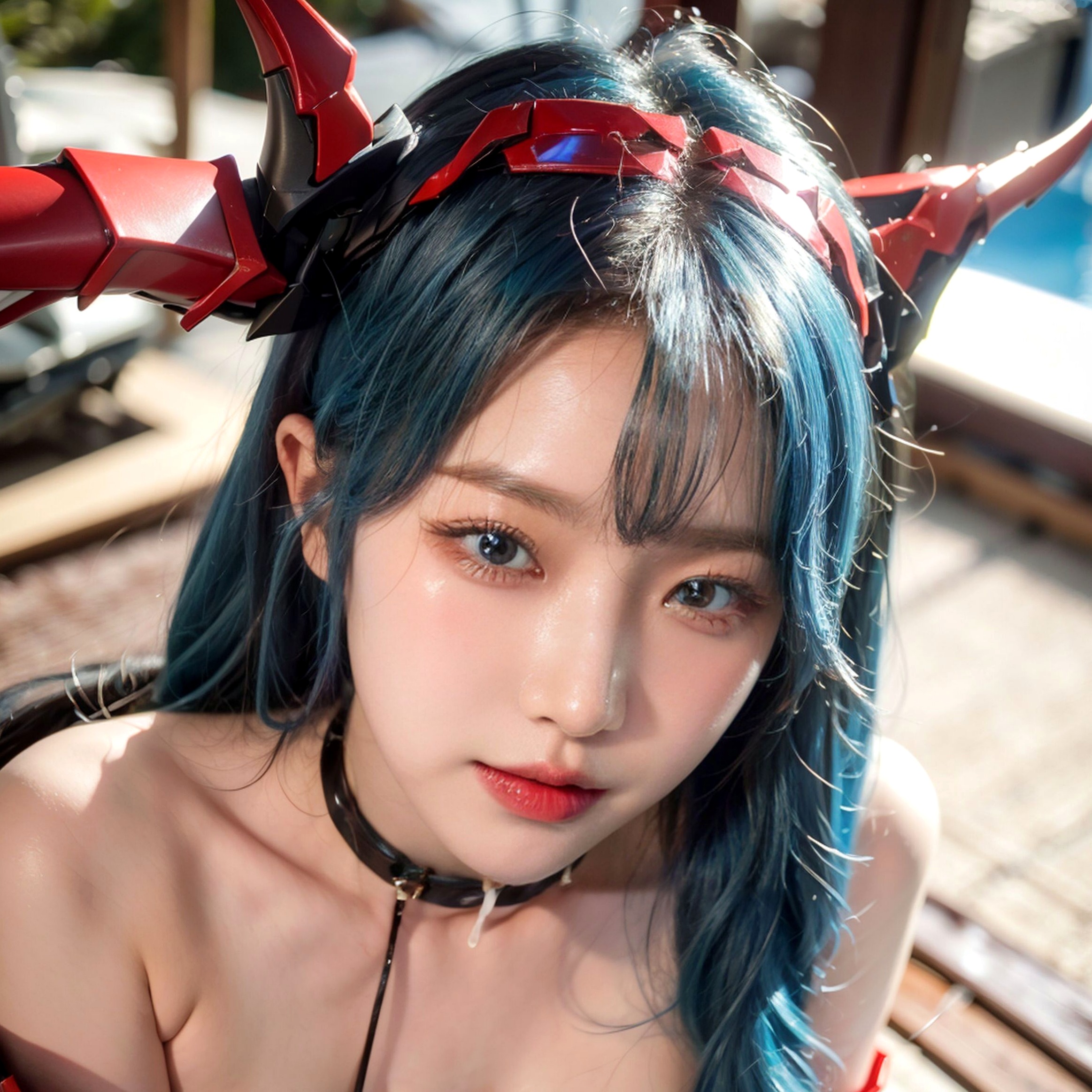AI美女-拟实-Cos-明日方舟-Chen 性感比基尼泳池大尺度诱惑写真