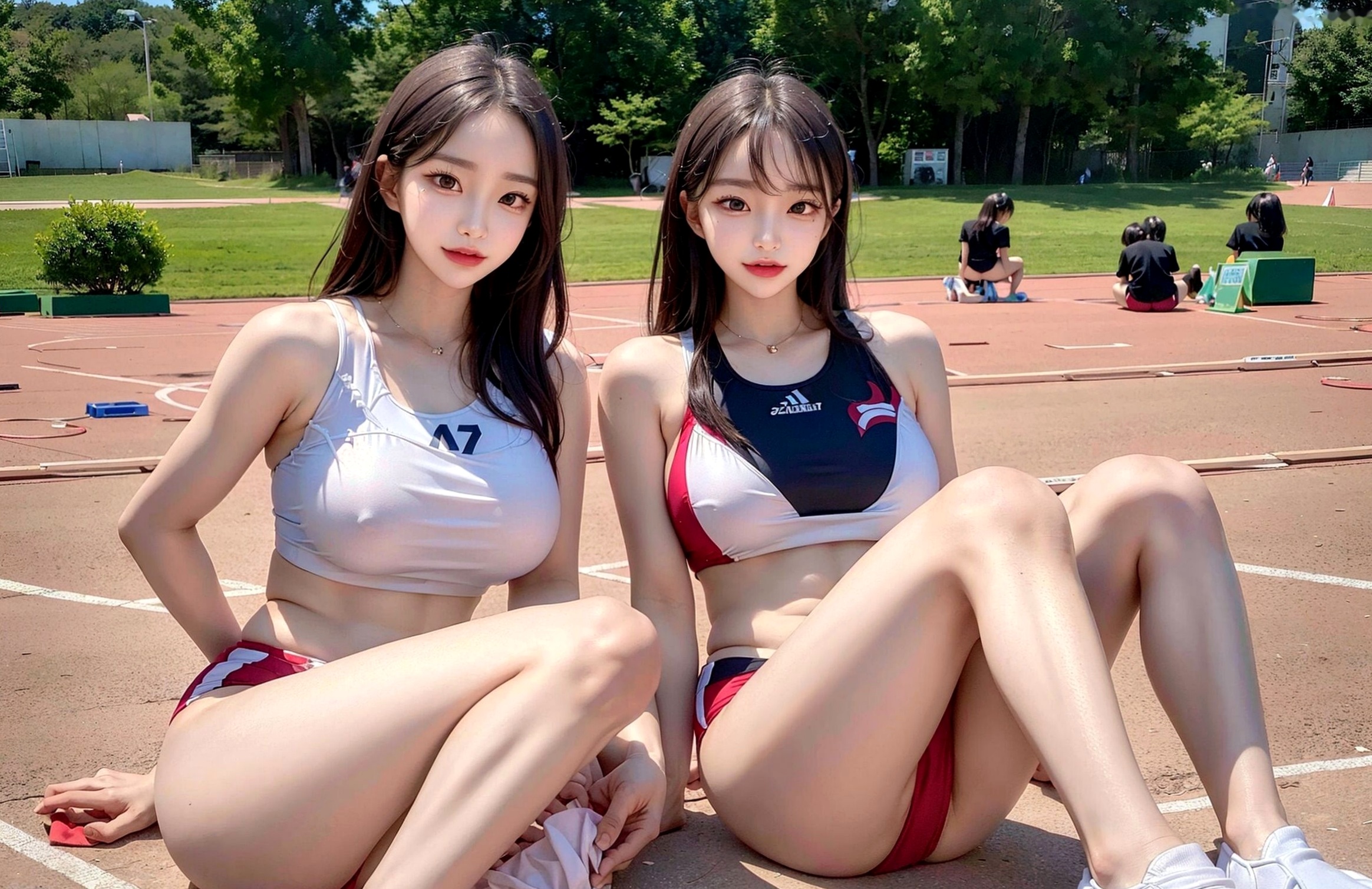 Gallery - 《AI美女-拟实-体育场的运动少女》阳光田径场性感运动服装写真性感户外童颜巨乳极品美腿 女神私房照_秀色女神 - image 14