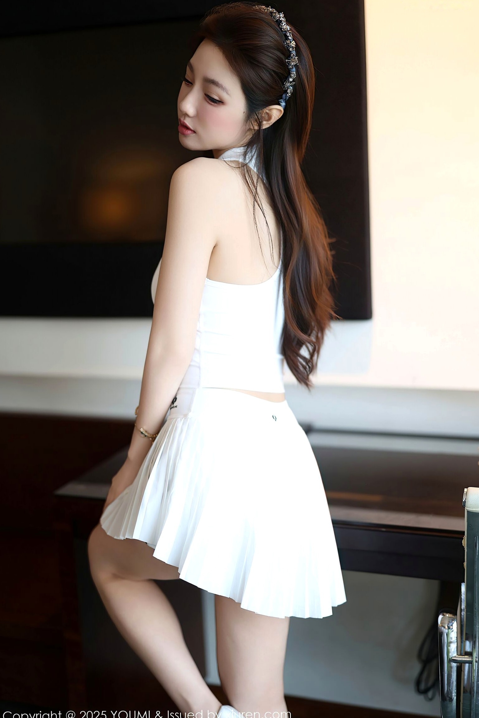 Gallery - YouMi尤蜜荟 - Chiness Model -1165-桃桃·夭夭twins-白色连衣短裙吊带长裤姐妹花-2025.09.04尤蜜荟 - Chiness Model  女神私房照_秀色女神 - image 11