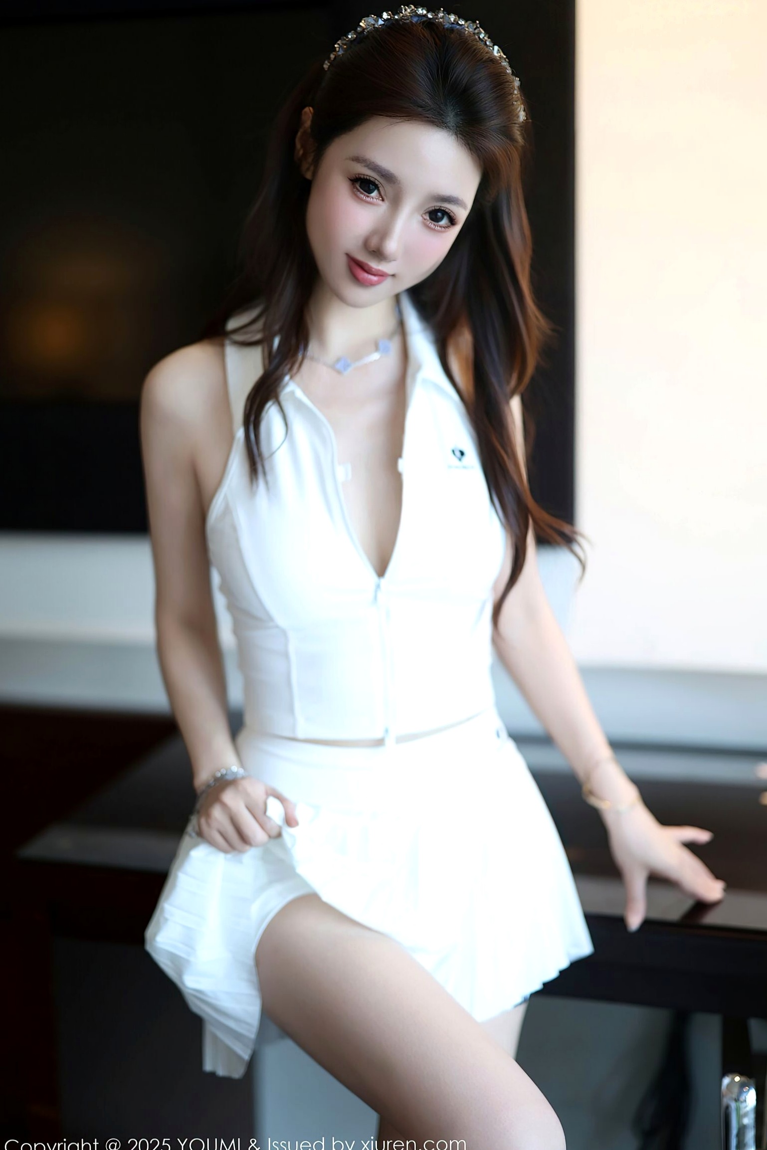Gallery - YouMi尤蜜荟 - Chiness Model -1165-桃桃·夭夭twins-白色连衣短裙吊带长裤姐妹花-2025.09.04尤蜜荟 - Chiness Model  女神私房照_秀色女神 - image 12