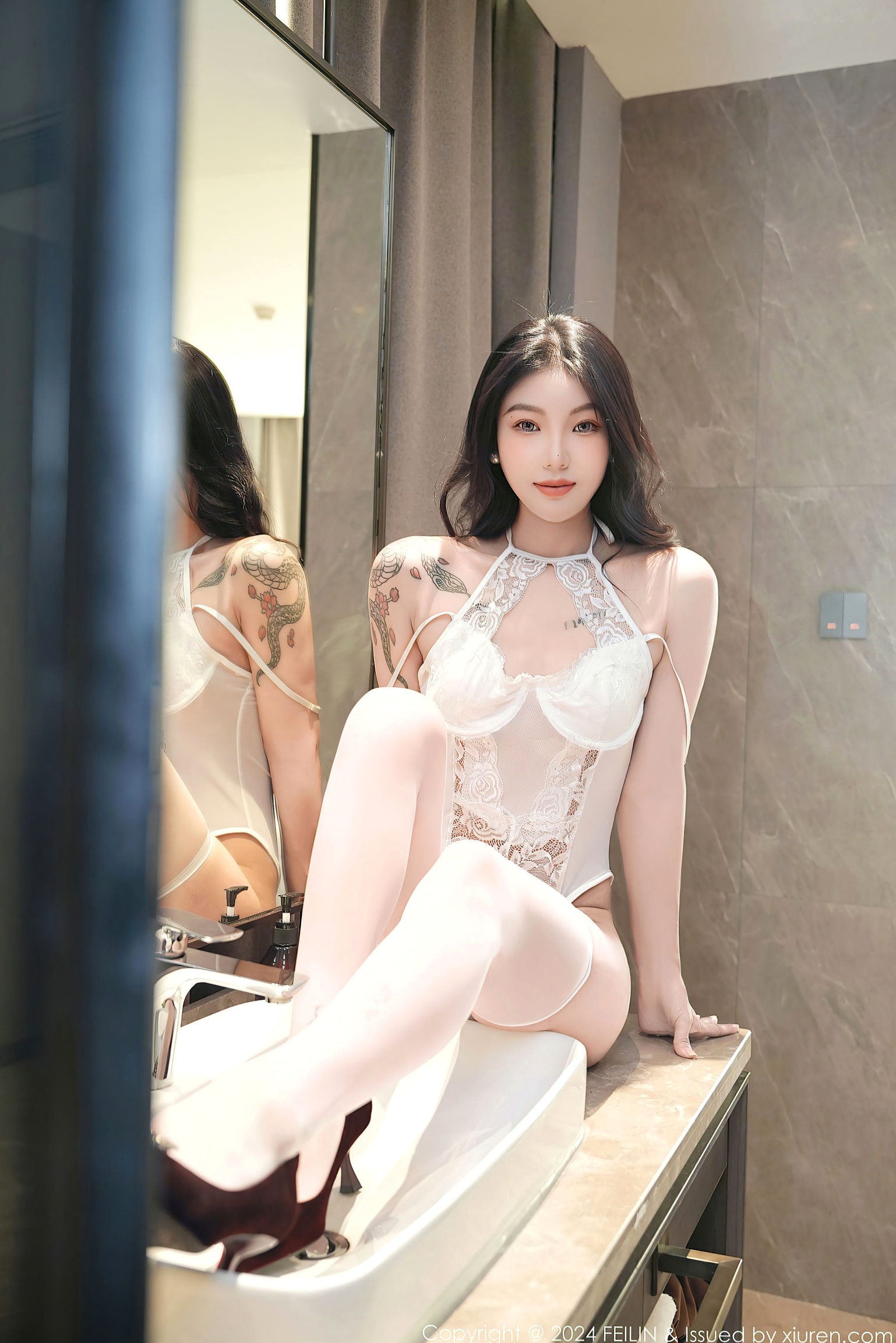 Gallery - FeiLin嗲囡囡-484期：希恬儿浴室私房写真，欧风白蕾丝内衣搭配白丝，极致性感诱惑，尽显曼妙身姿-2024.11.12嗲囡囡私房照内衣性感诱惑 女神私房照_秀色女神 - image 27