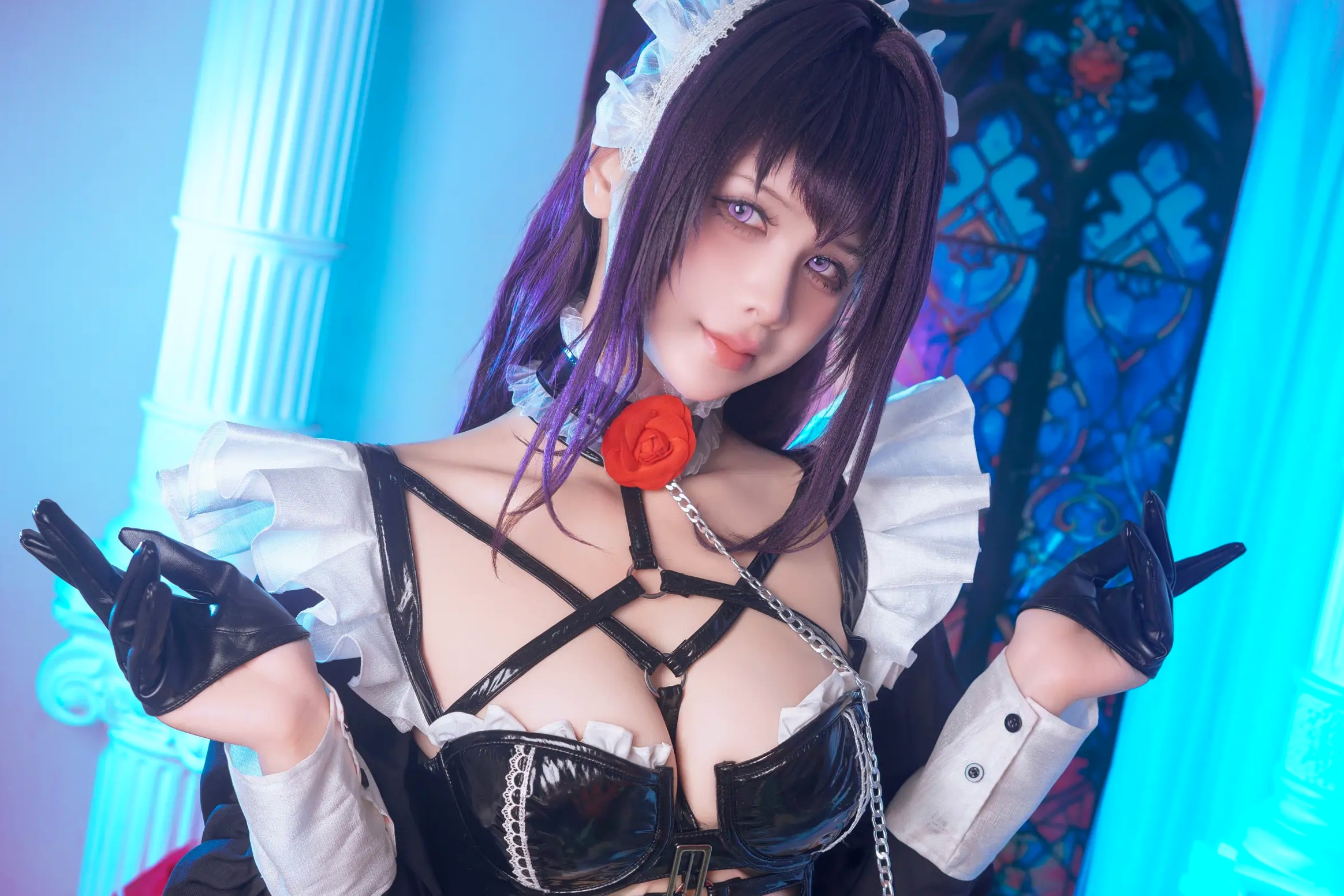 Gallery - Pyon - 妮姬美哈拉Cosplay，极致性感皮衣女仆装，梦幻联动大尺度私房写真 [66P]角色扮演诱惑性感私房照 女神私房照_秀色女神 - image 7