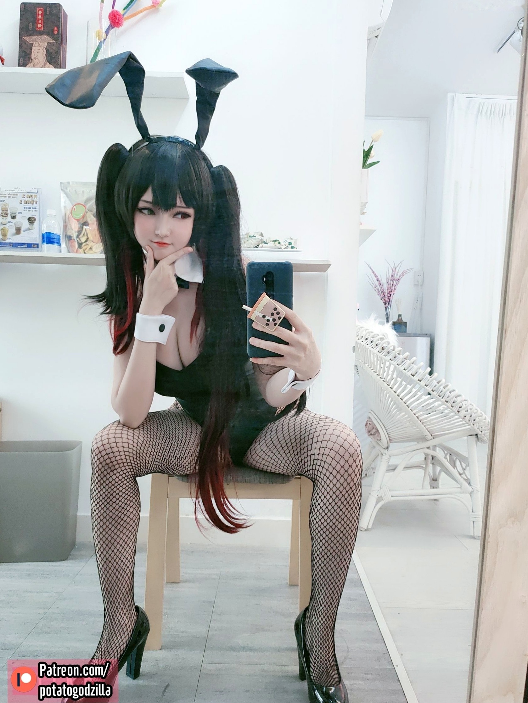 Gallery - Potato-Godzilla-Kurumi-Tokisaki-Bunny-Girl：高颜值时崎狂三兔女郎角色扮演，性感黑丝诱惑写真角色扮演性感美腿诱惑丝袜 女神私房照_秀色女神 - image 26