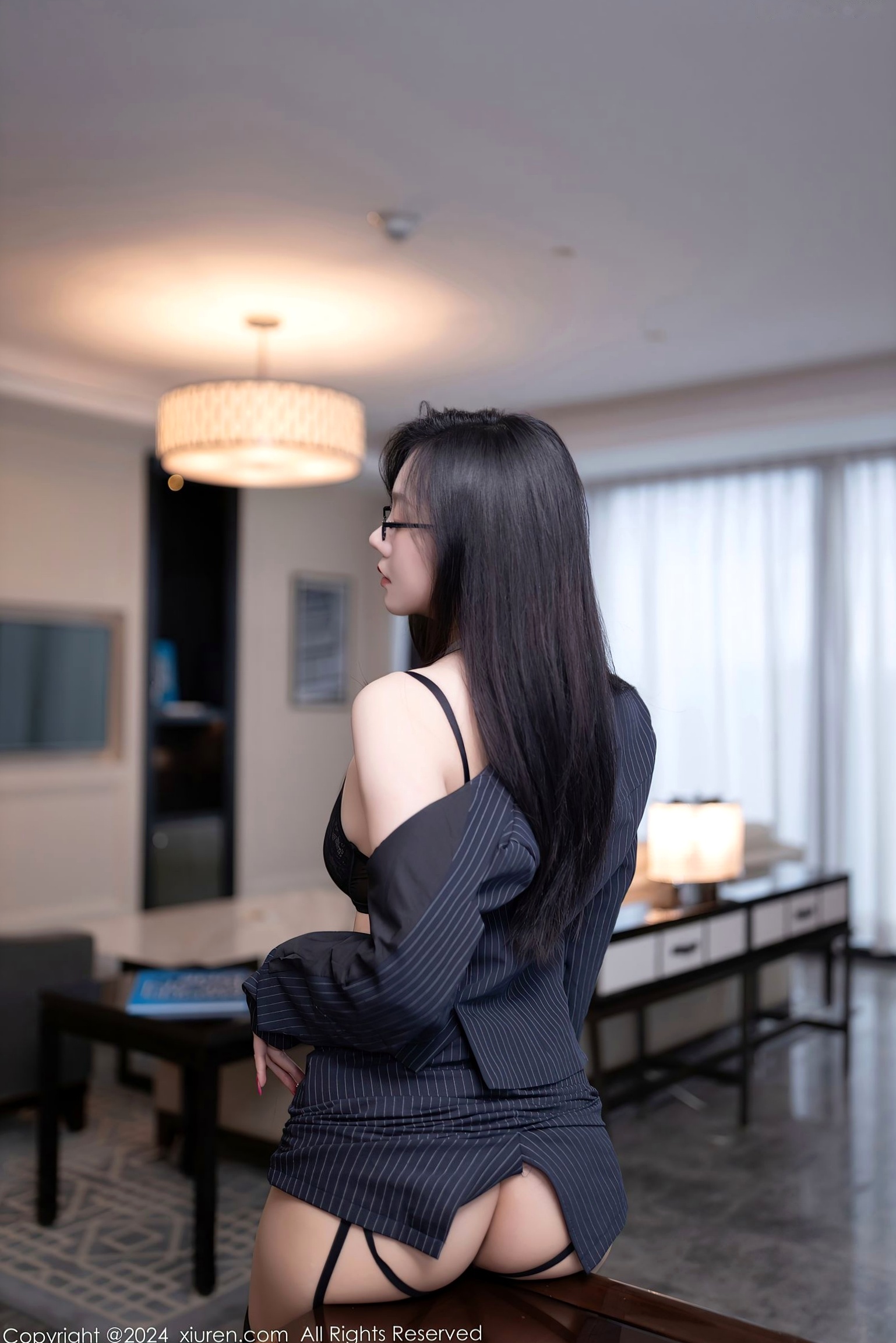 Gallery - 秀人网 - XiuRen 8537：安然Anran职场OL系列，黑色镂空蕾丝内衣写真，性感戴眼镜女秘书黑丝诱惑秀人网 - XiuRen 性感内衣黑丝制服 女神私房照_秀色女神 - image 10