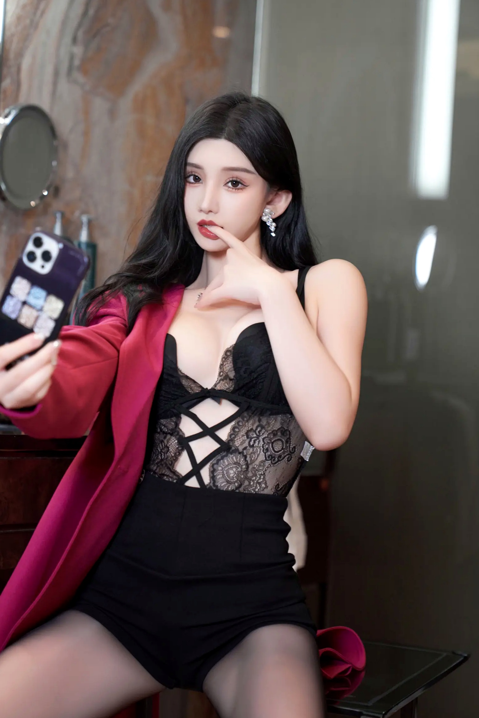 Gallery - 周于希 - 蕾丝黑丝浴室私房写真，极致诱惑曼妙曲线，尽显性感女神魅力 [109P]性感私房照黑丝丝袜女神 女神私房照_秀色女神 - image 53