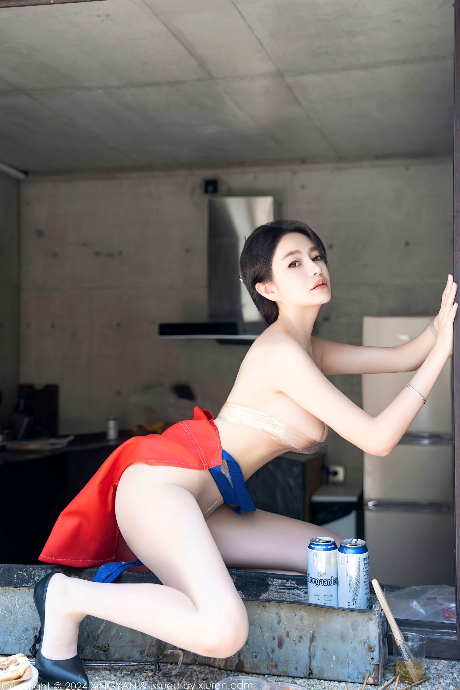 Gallery - XingYan星颜社- Star Face 第253期：林幼一演绎红围裙保鲜膜主题私房照，绝美大尺度家居诱惑星颜社- Star Face 私房照大尺度性感家居尤物 女神私房照_秀色女神 - image 15