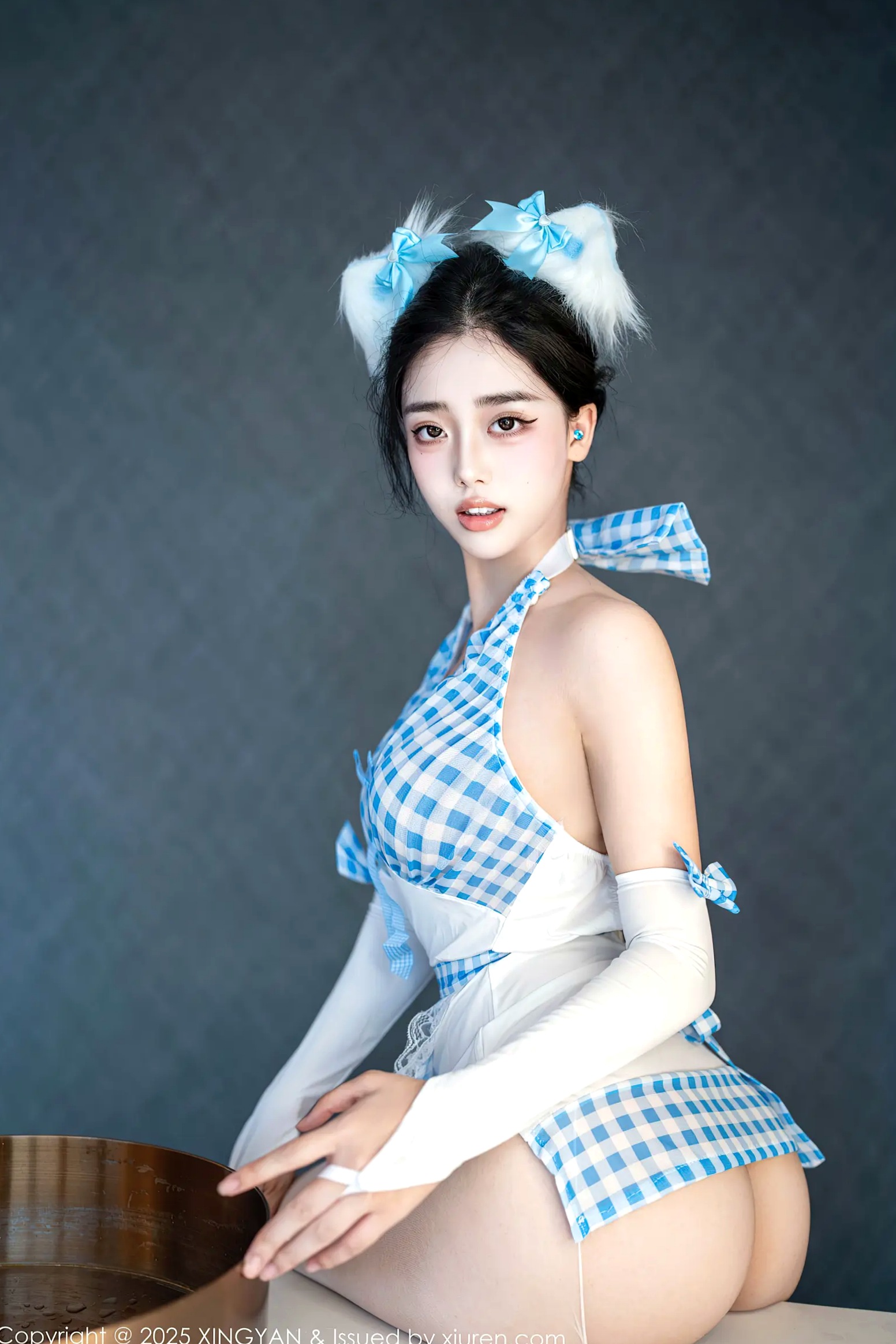 Gallery - [XINGYAN]星颜社- Star Face  2025.09.16 Vol.399 阮福 蓝白格纹猫女角色扮演私房照 [67P]星颜社- Star Face 性感诱惑女仆私房照角色扮演 女神私房照_秀色女神 - image 11